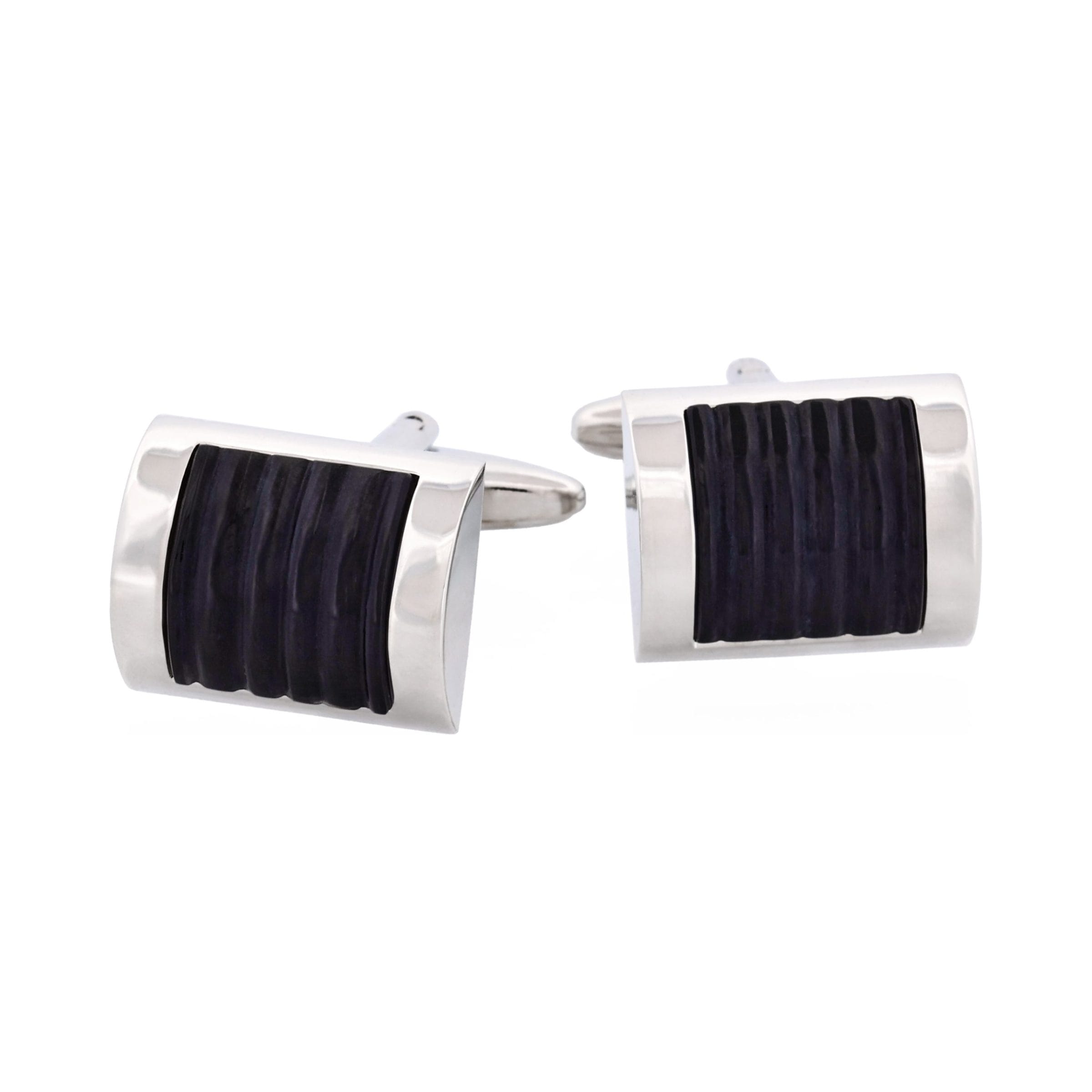 Black Ribbed Cat's Eye Cufflinks