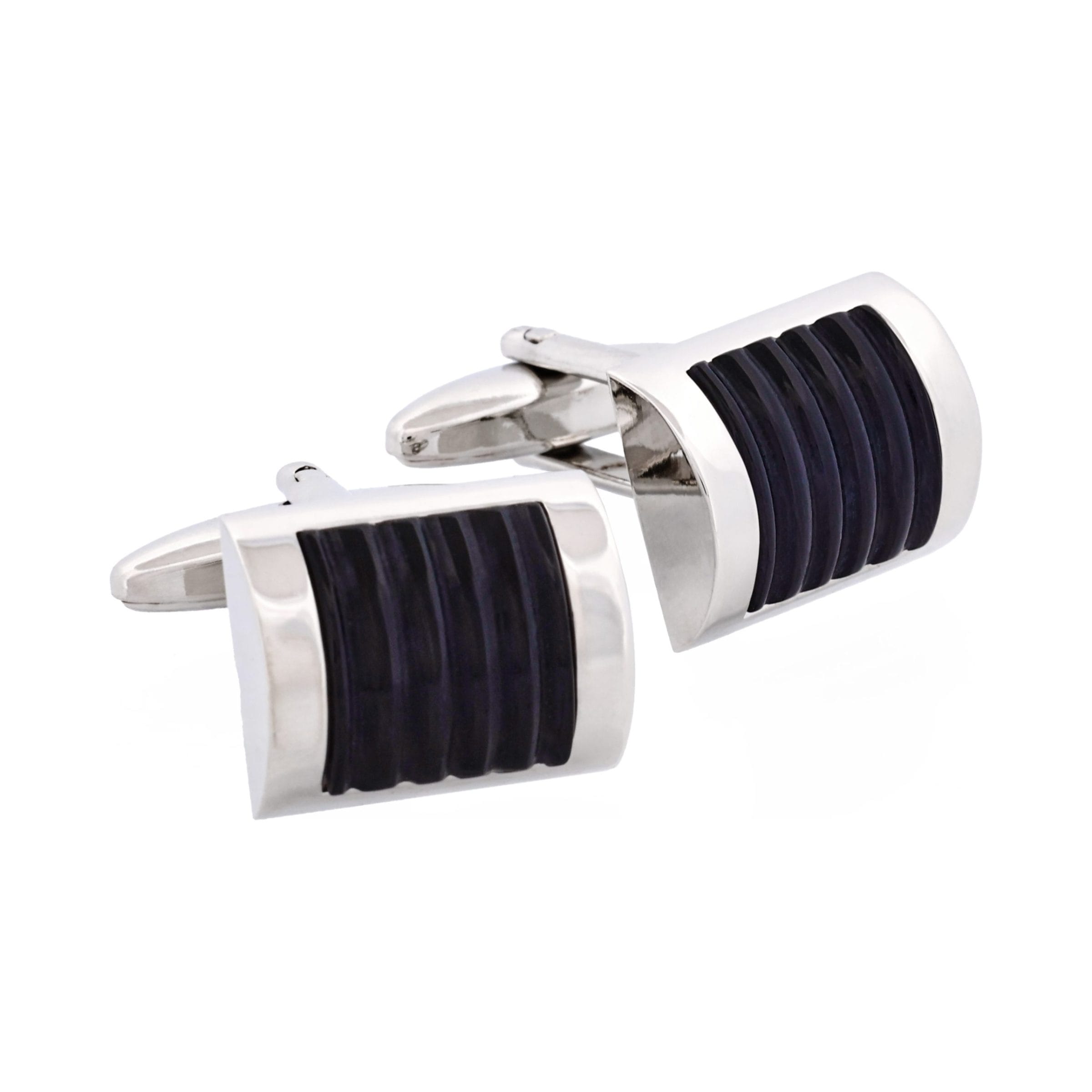 Black Ribbed Cat's Eye Cufflinks