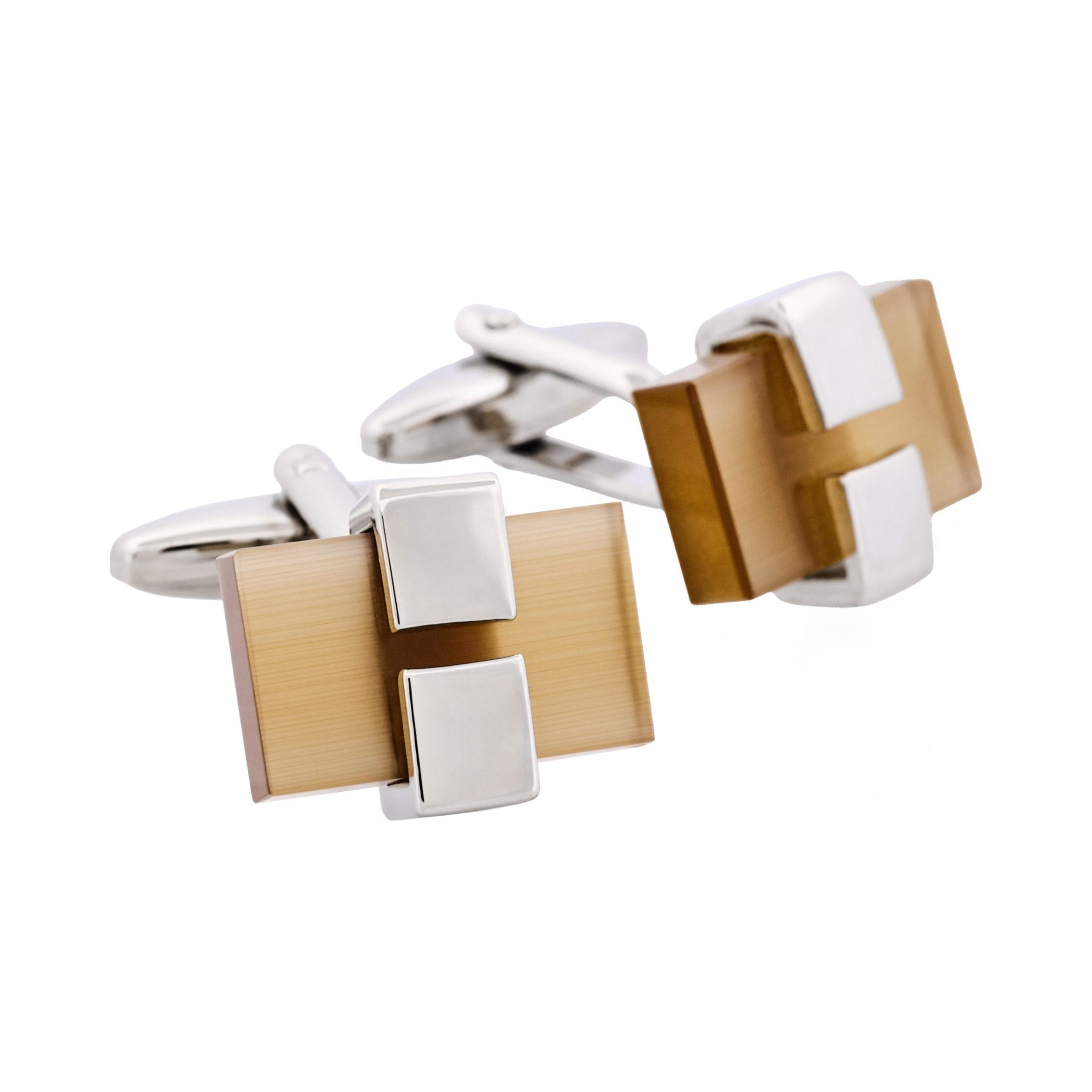 Rhodium Plated Brown Cat's Eye Cufflinks