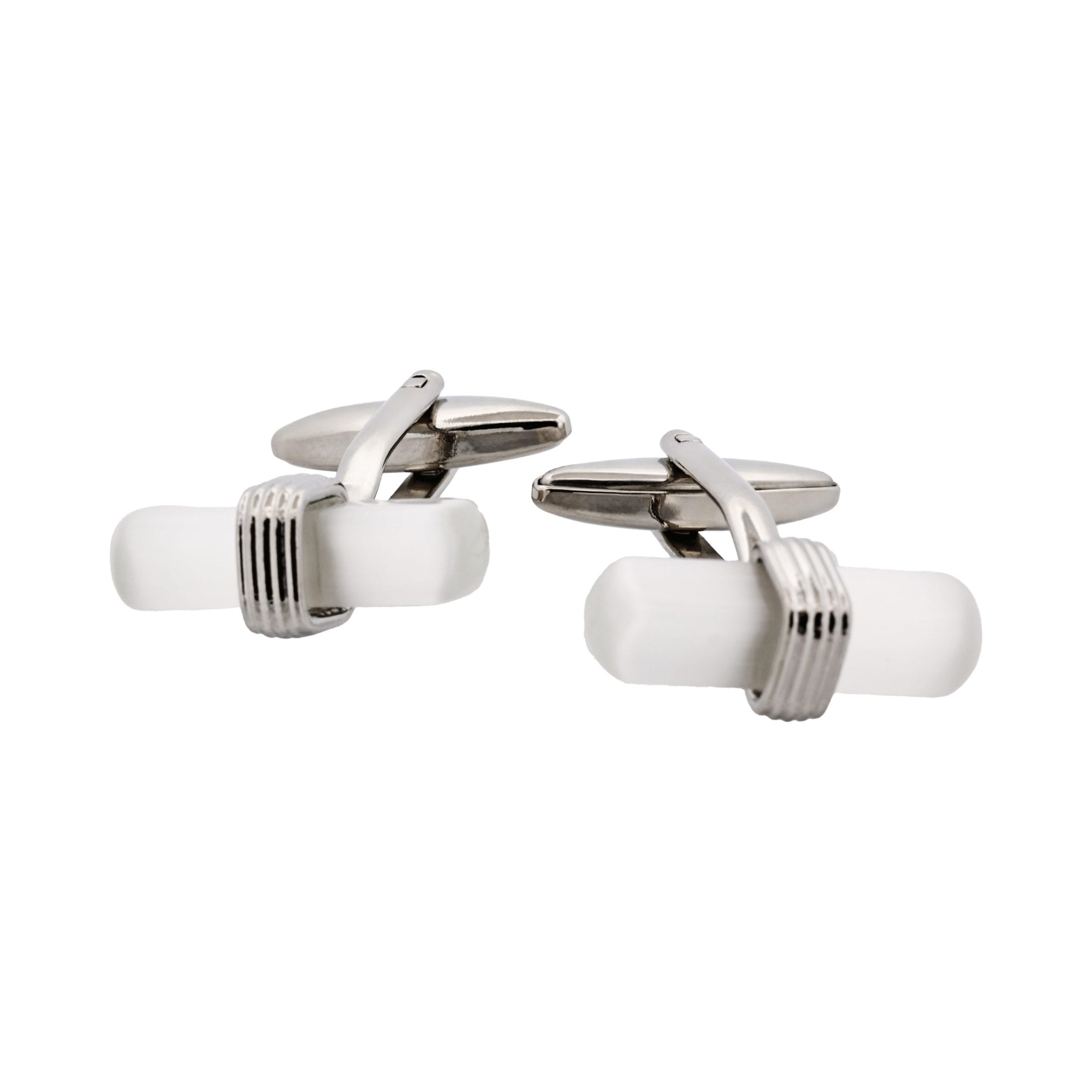 White Cats Eye T-Bar Cufflinks