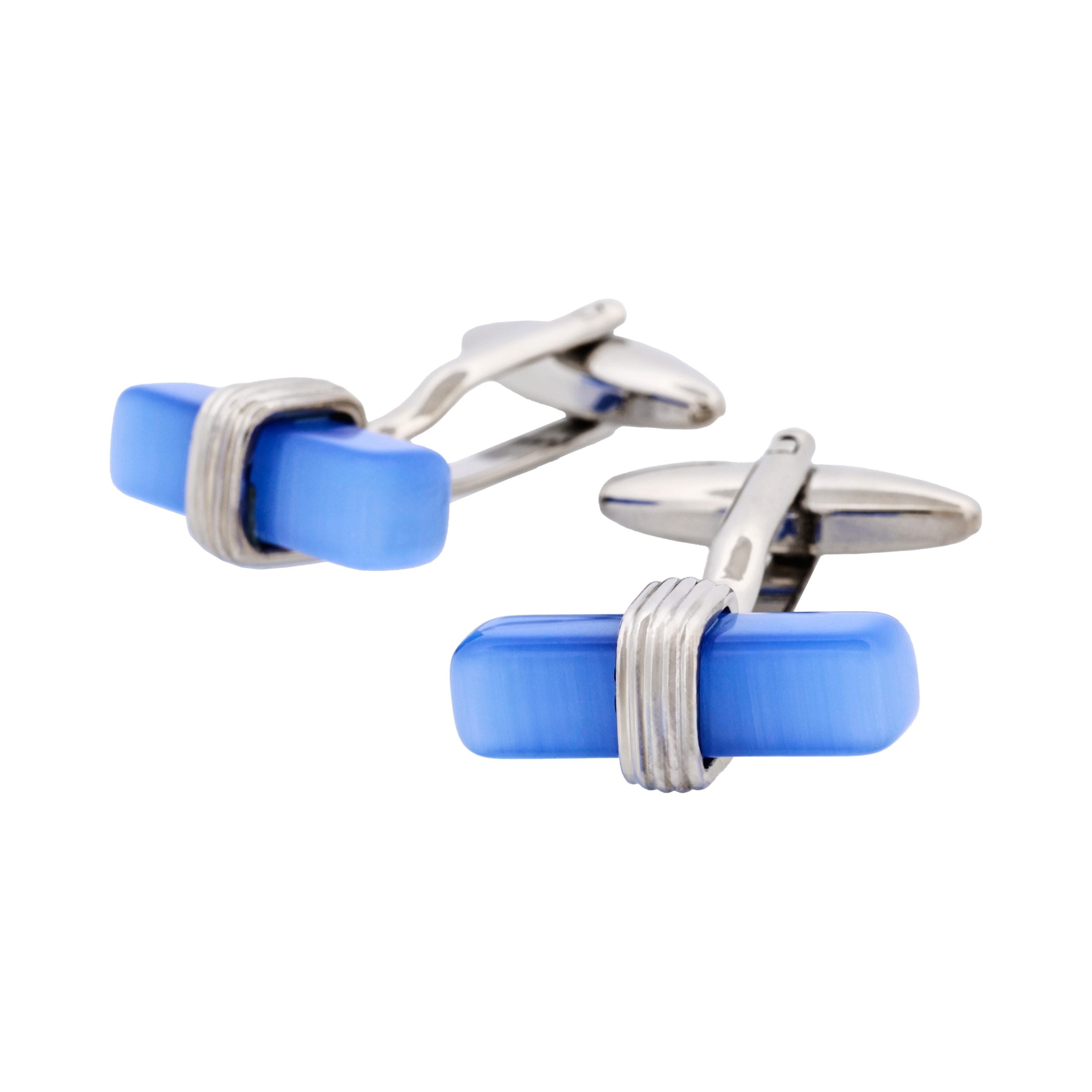 Blue Cat's Eye T-Bar Cufflinks