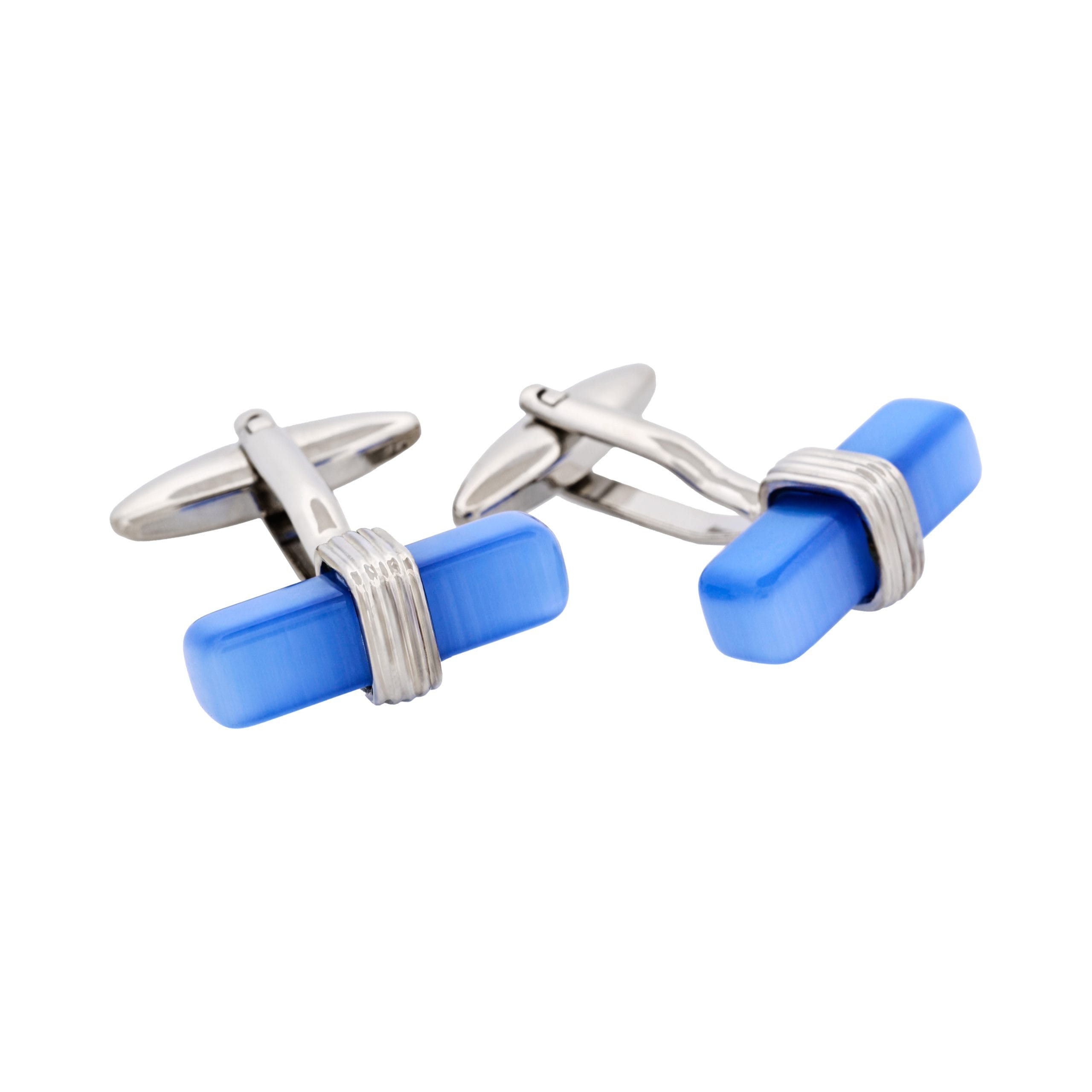 Blue Cat's Eye T-Bar Cufflinks