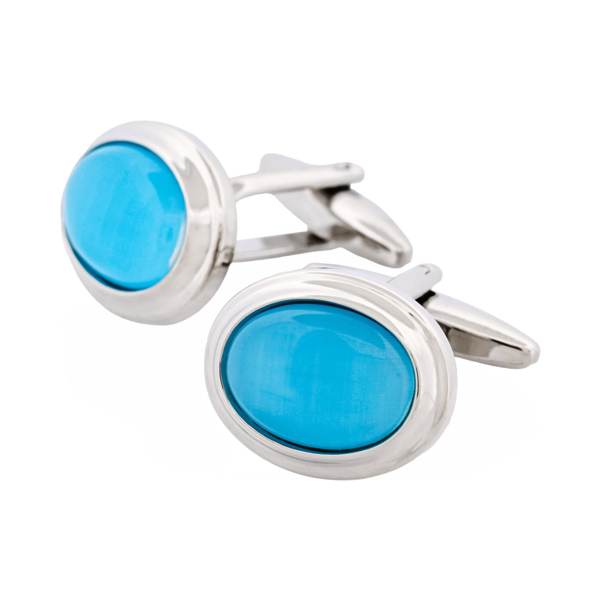 Aqua Cat's Eye Oval Cufflinks
