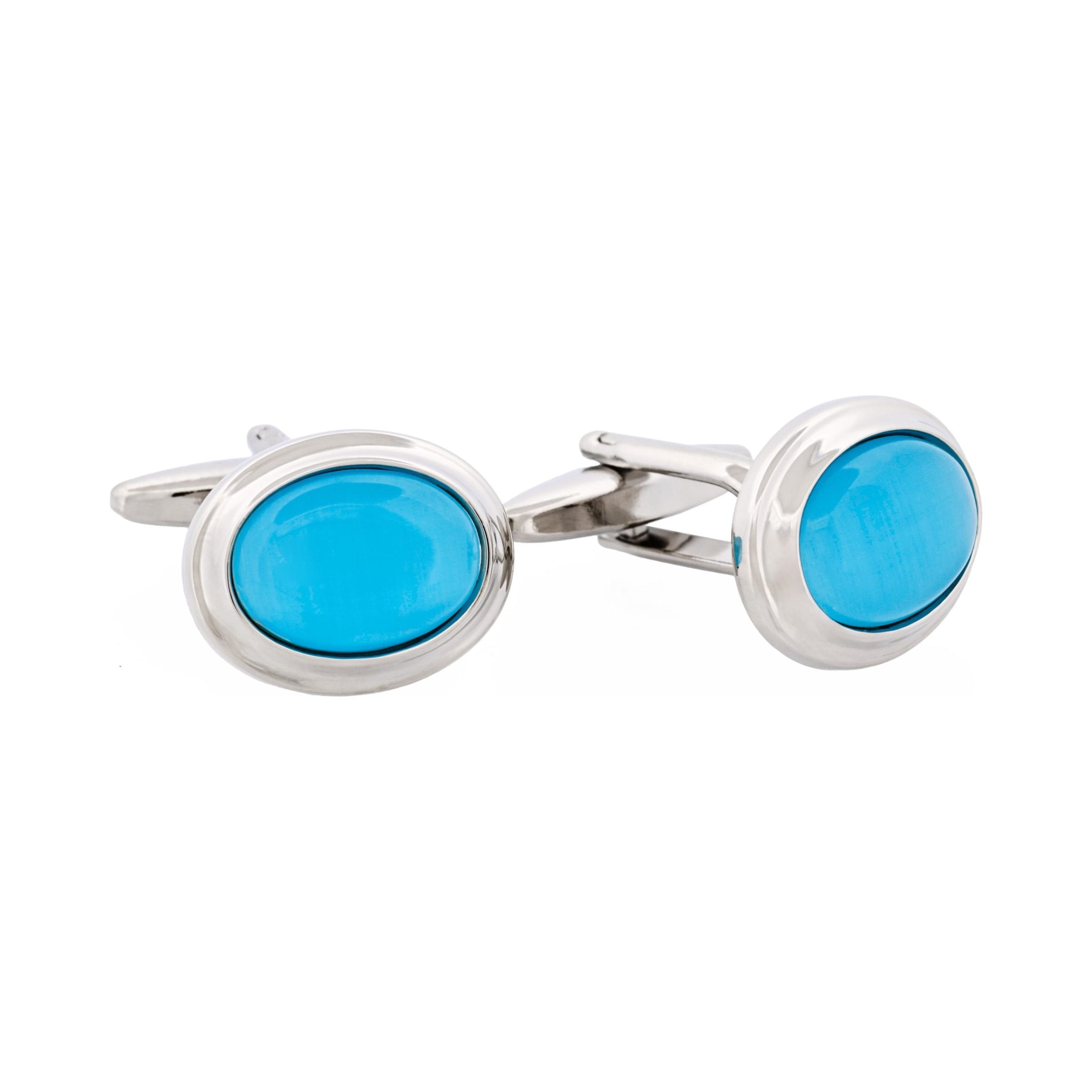 Aqua Cat's Eye Oval Cufflinks