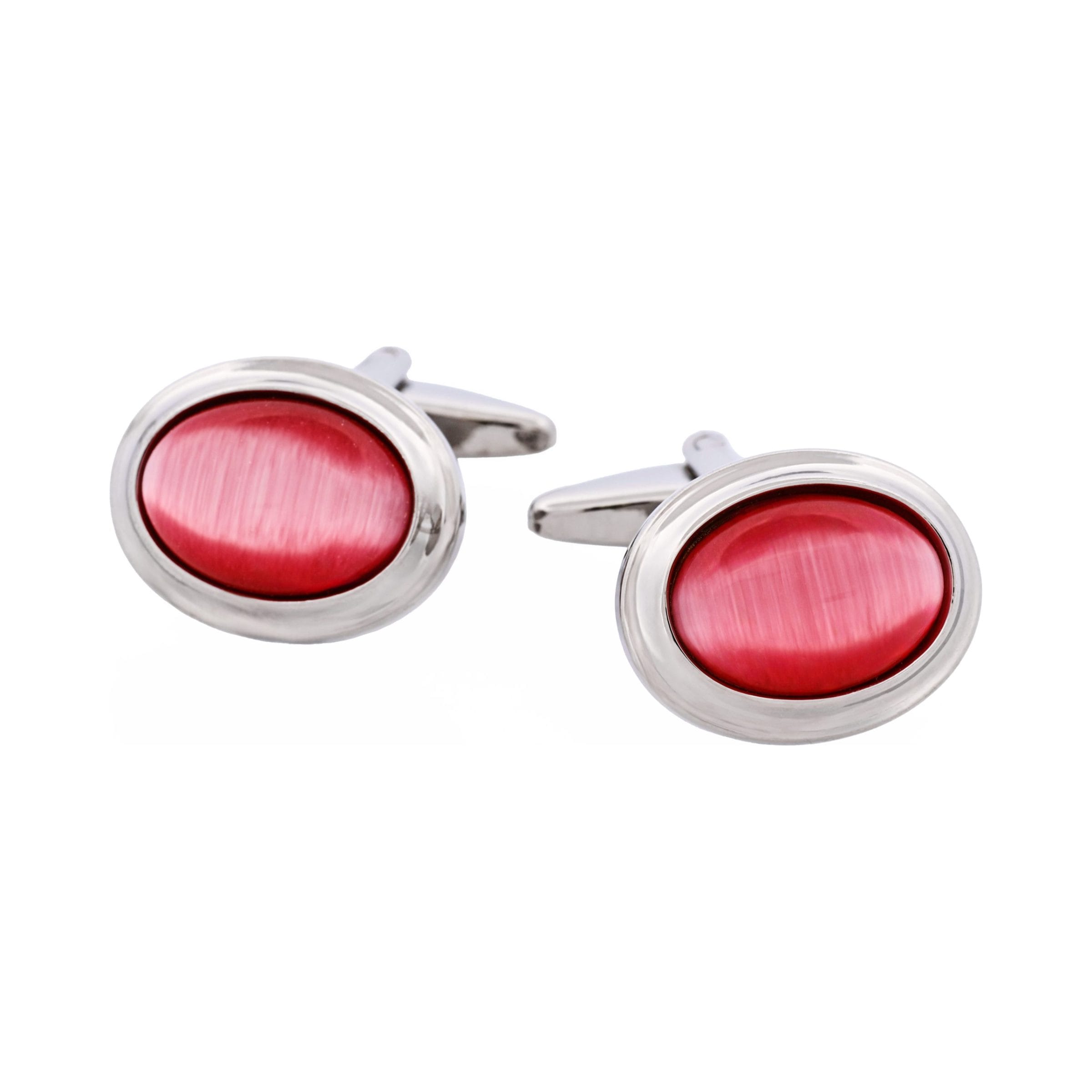 Pink Oval Cat's Eye Cufflinks