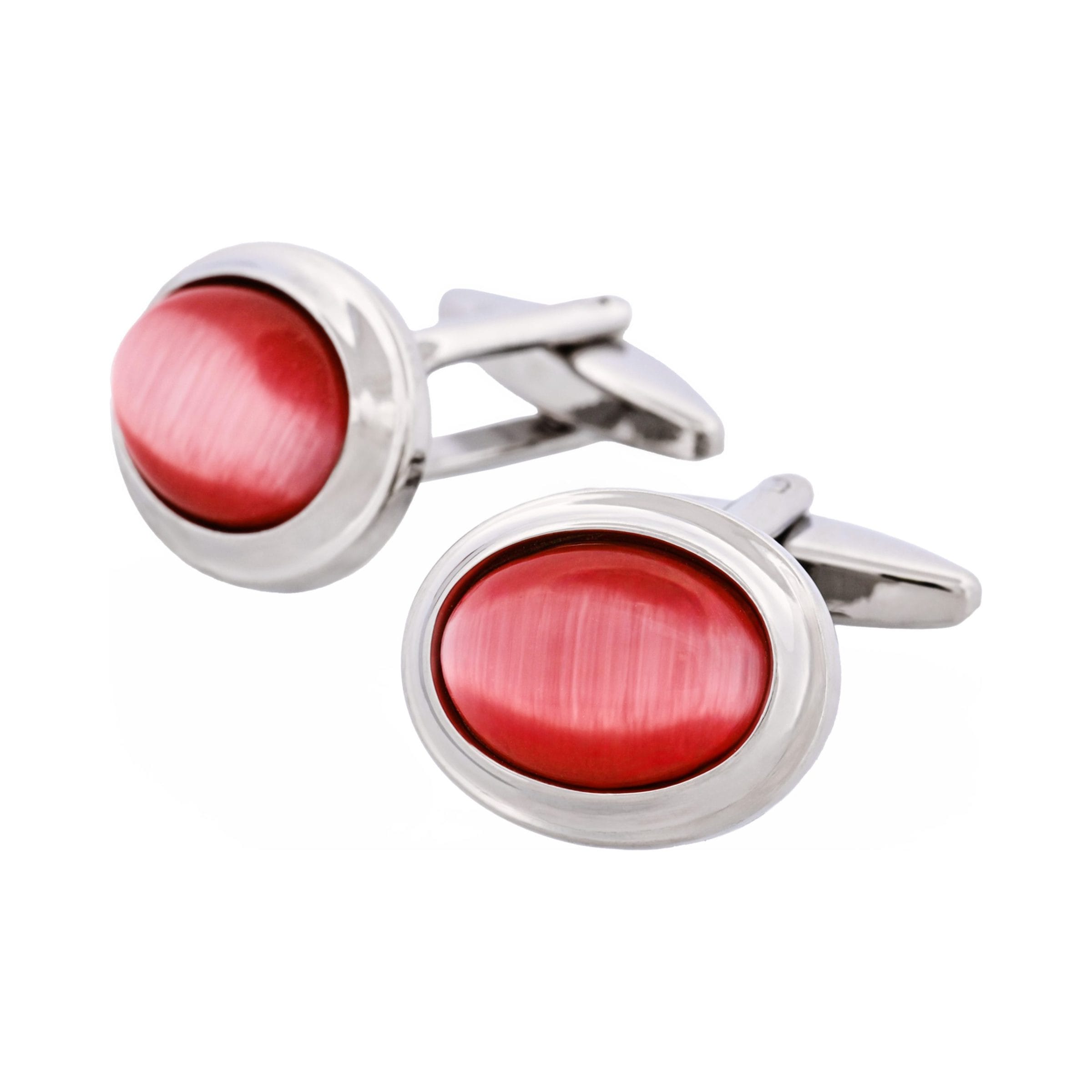 Pink Oval Cat's Eye Cufflinks
