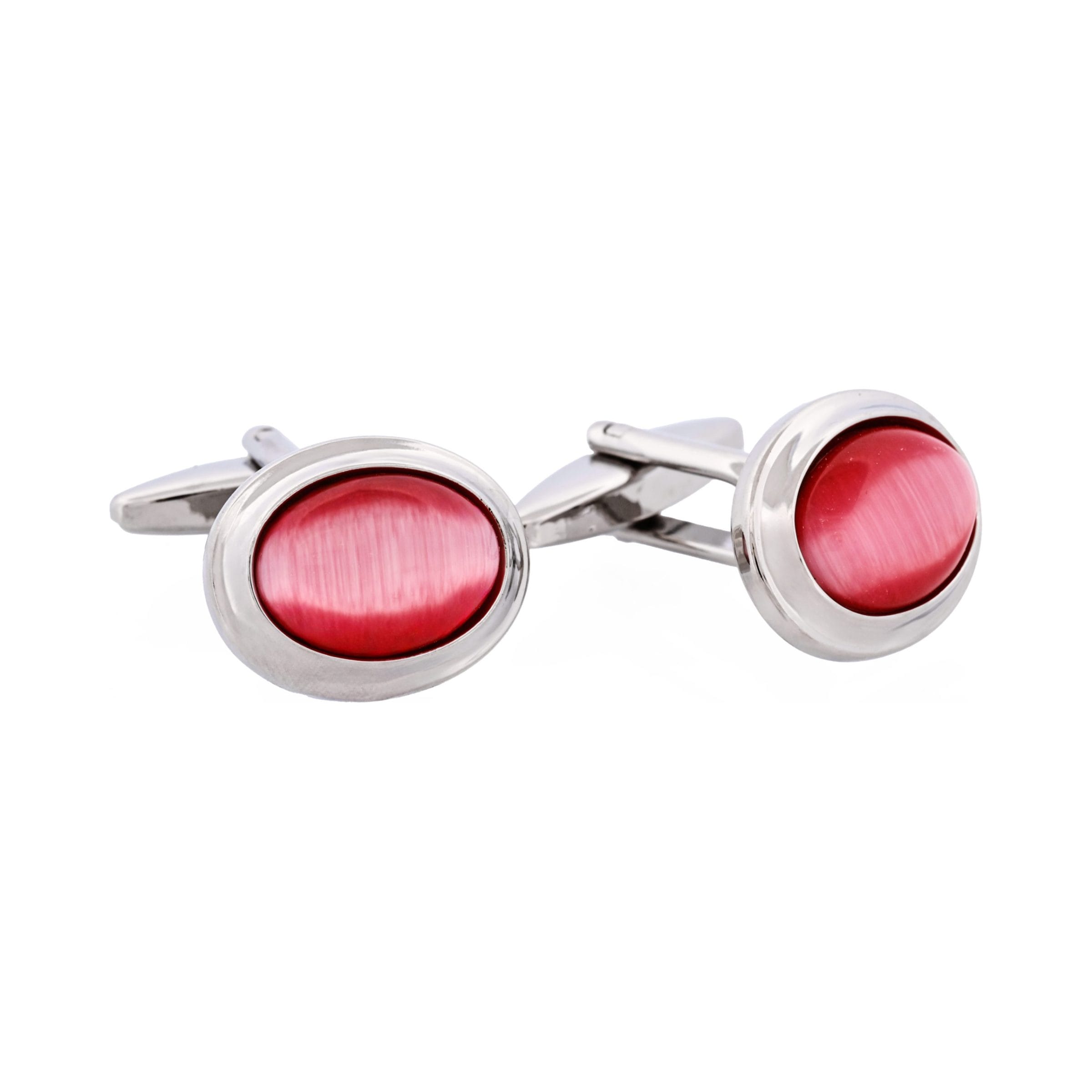 Pink Oval Cat's Eye Cufflinks