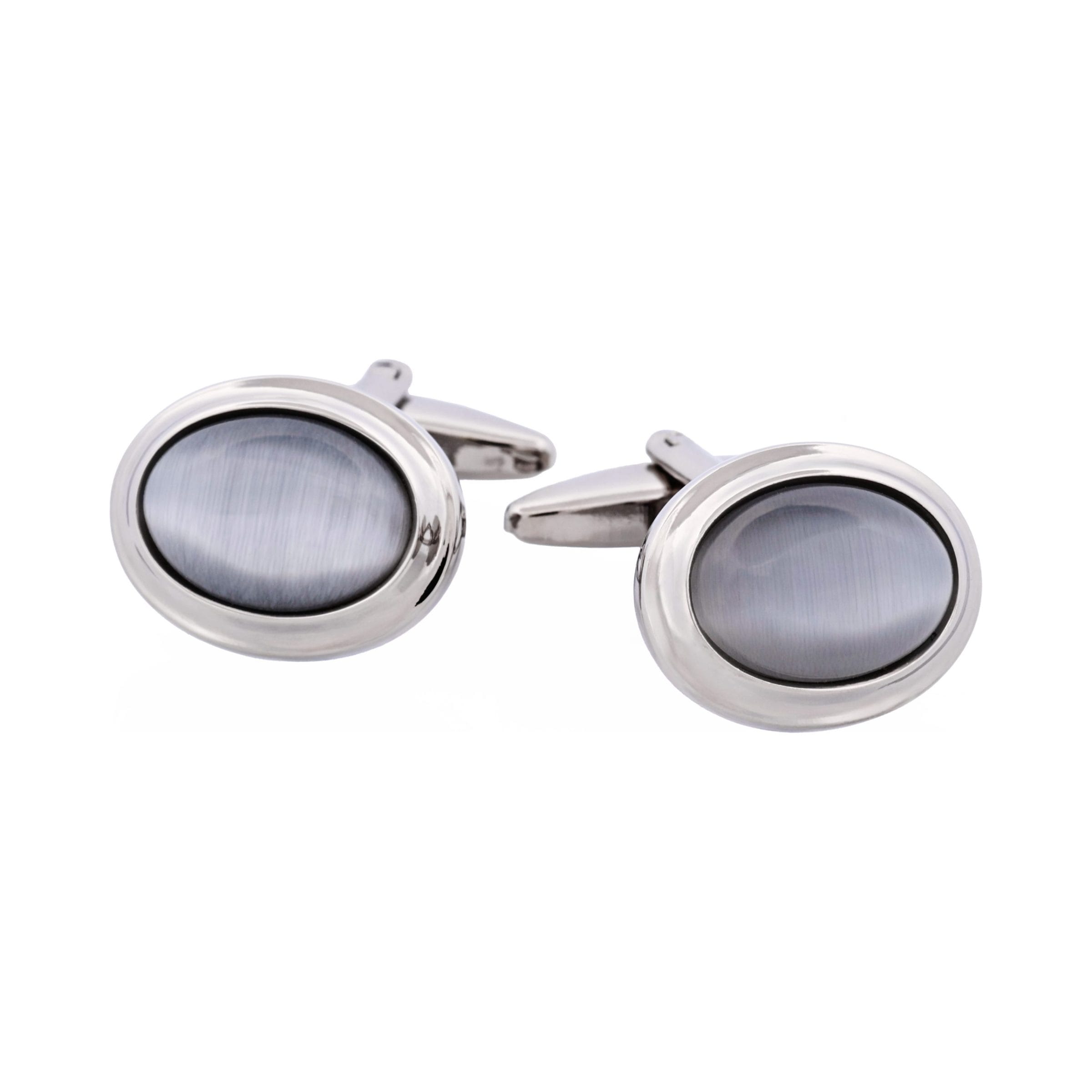 Grey Cat's Eye Oval Cufflinks