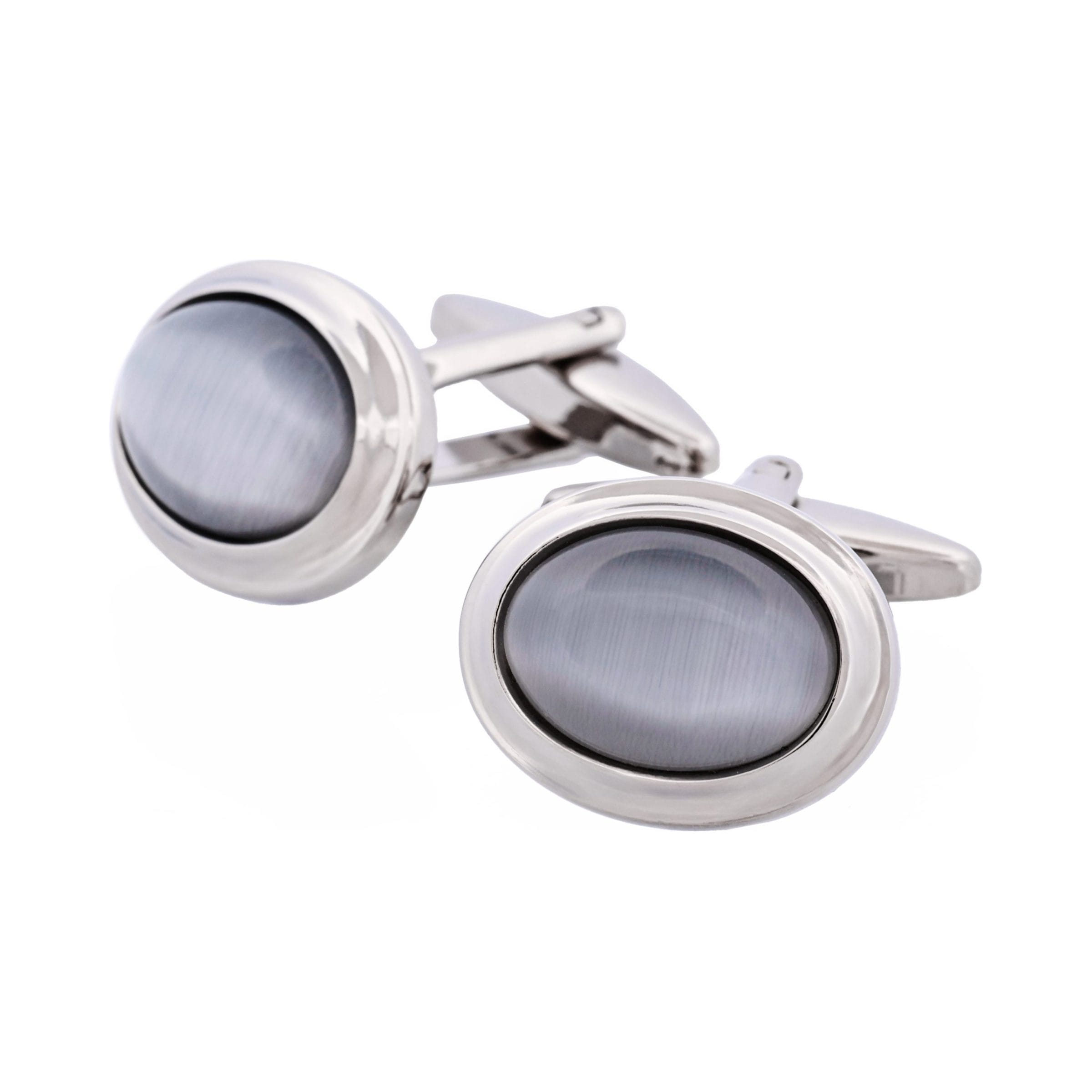 Grey Cat's Eye Oval Cufflinks