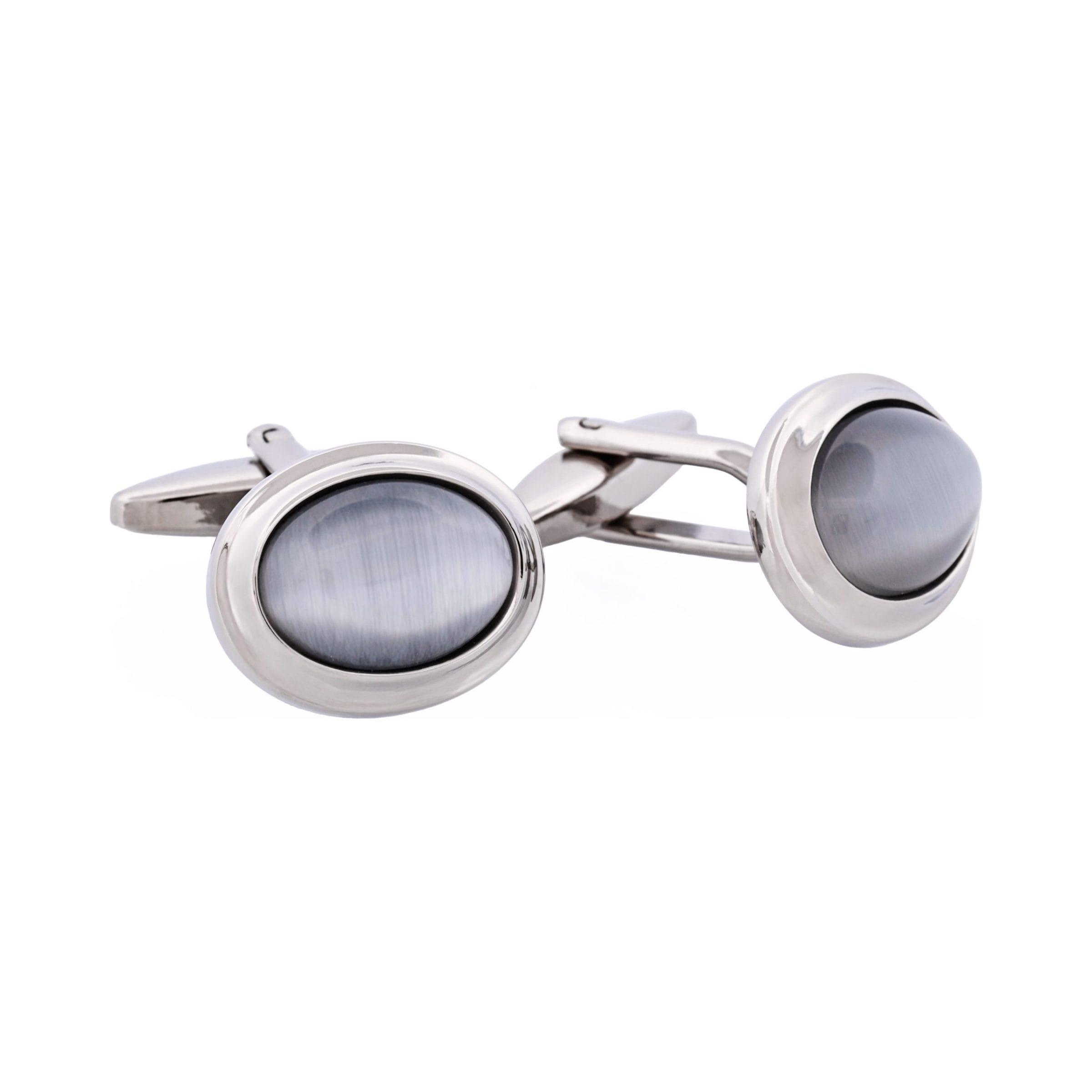 Grey Cat's Eye Oval Cufflinks