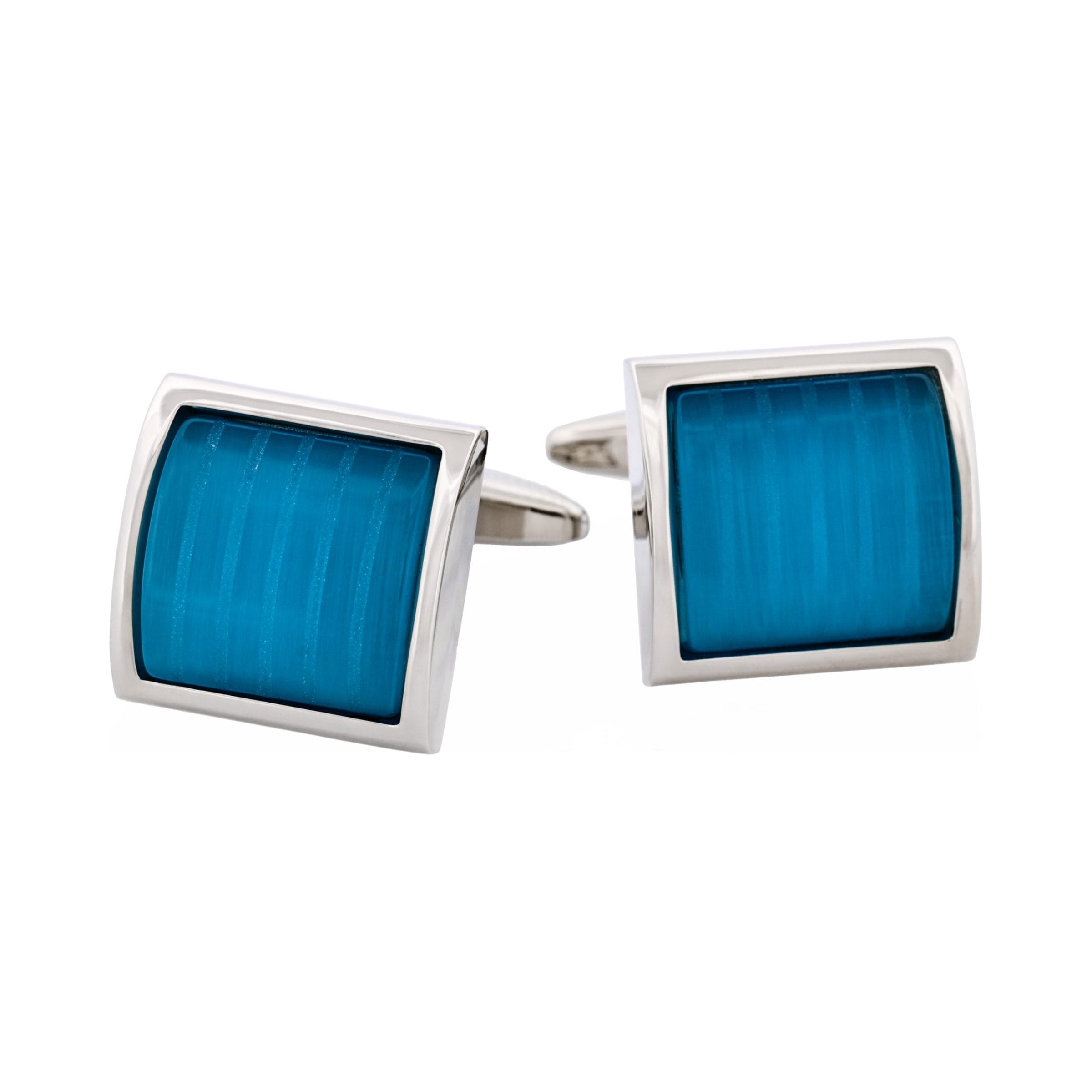 Aqua Cat's Eye Domed Square Cufflinks