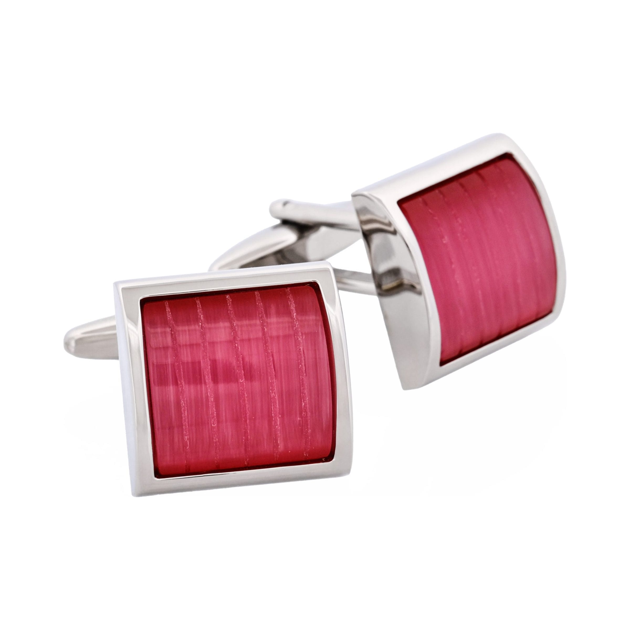 Pink Striped Cat's Eye Cufflinks