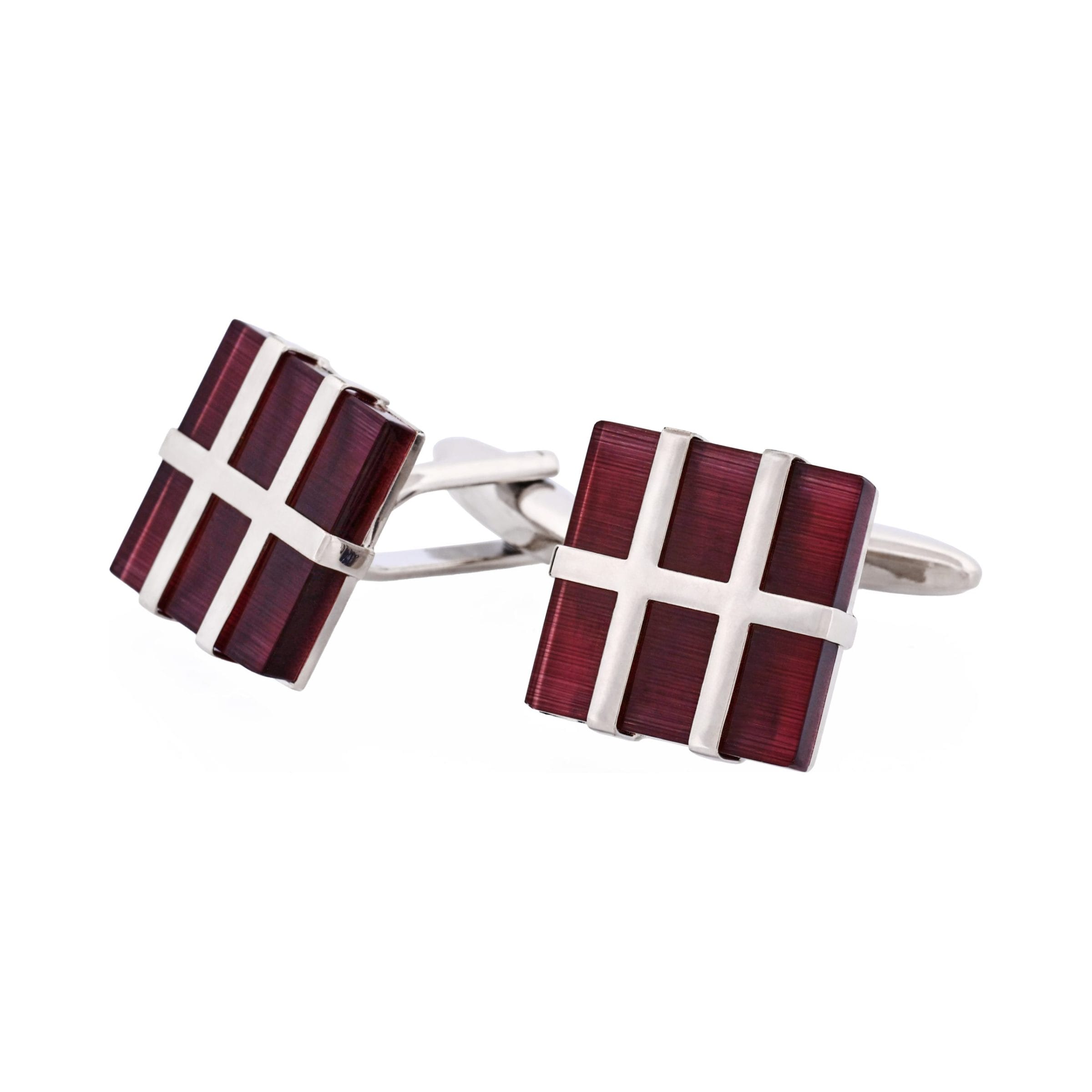 Dark Purple Cat's Eye Square Grate Cufflinks