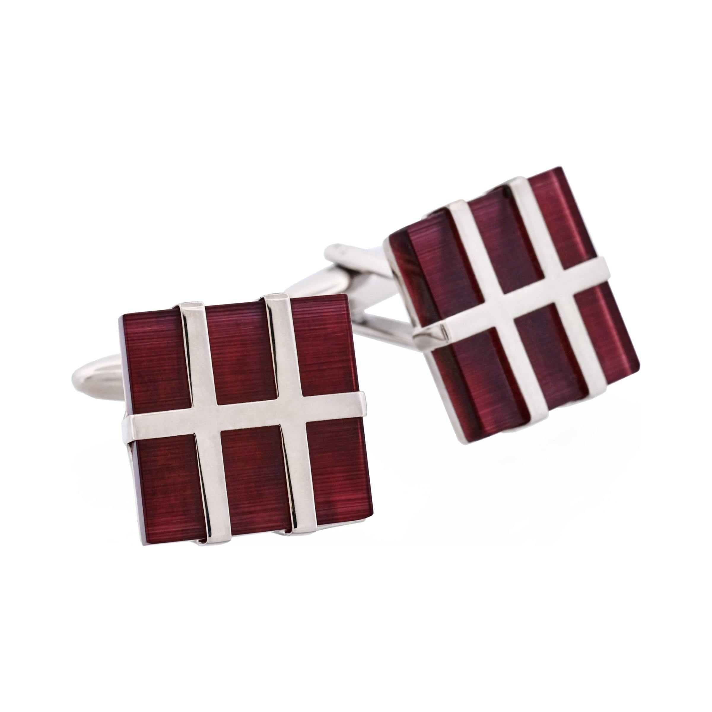 Dark Purple Cat's Eye Square Grate Cufflinks
