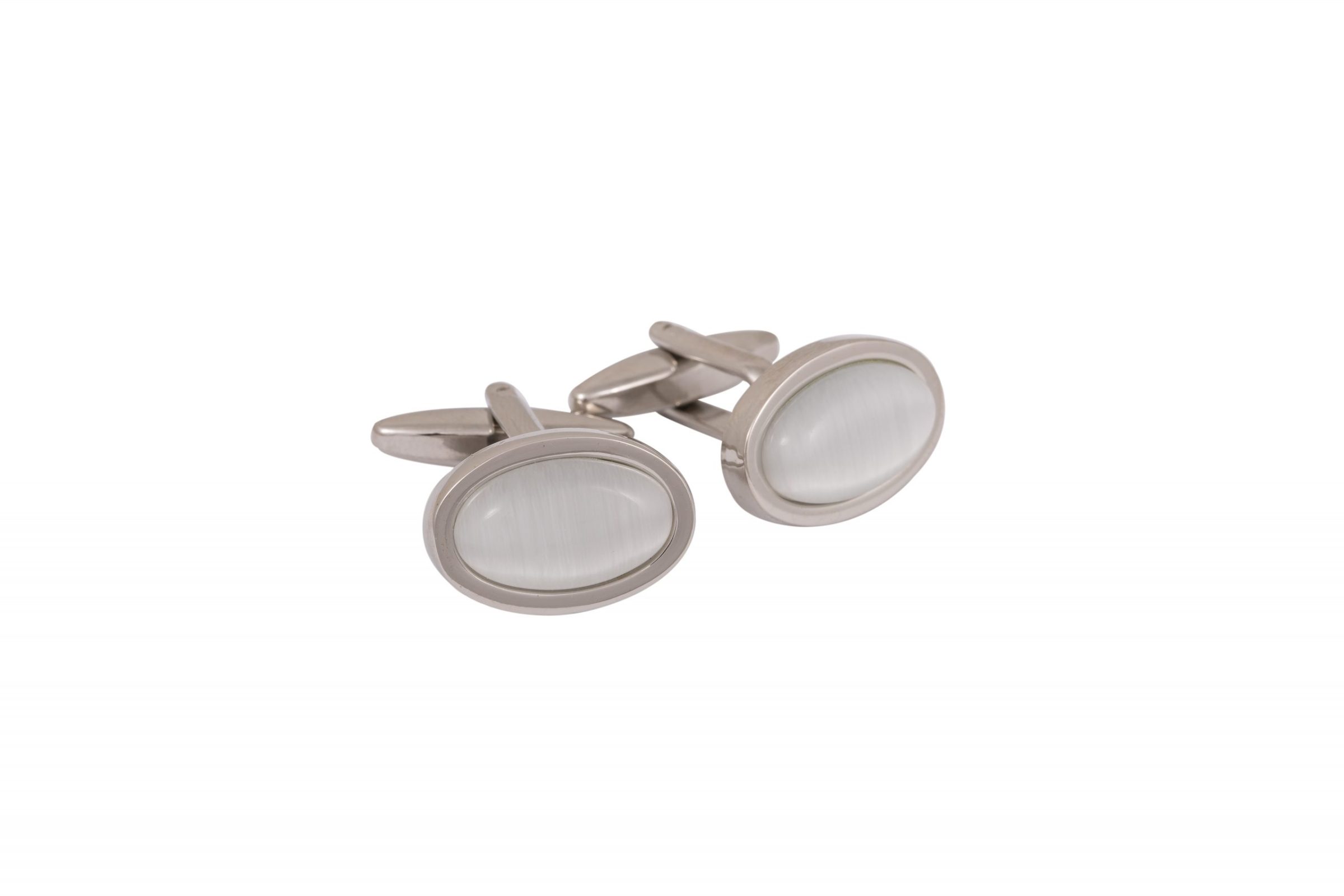 White Cat's Eye Oval Cufflinks