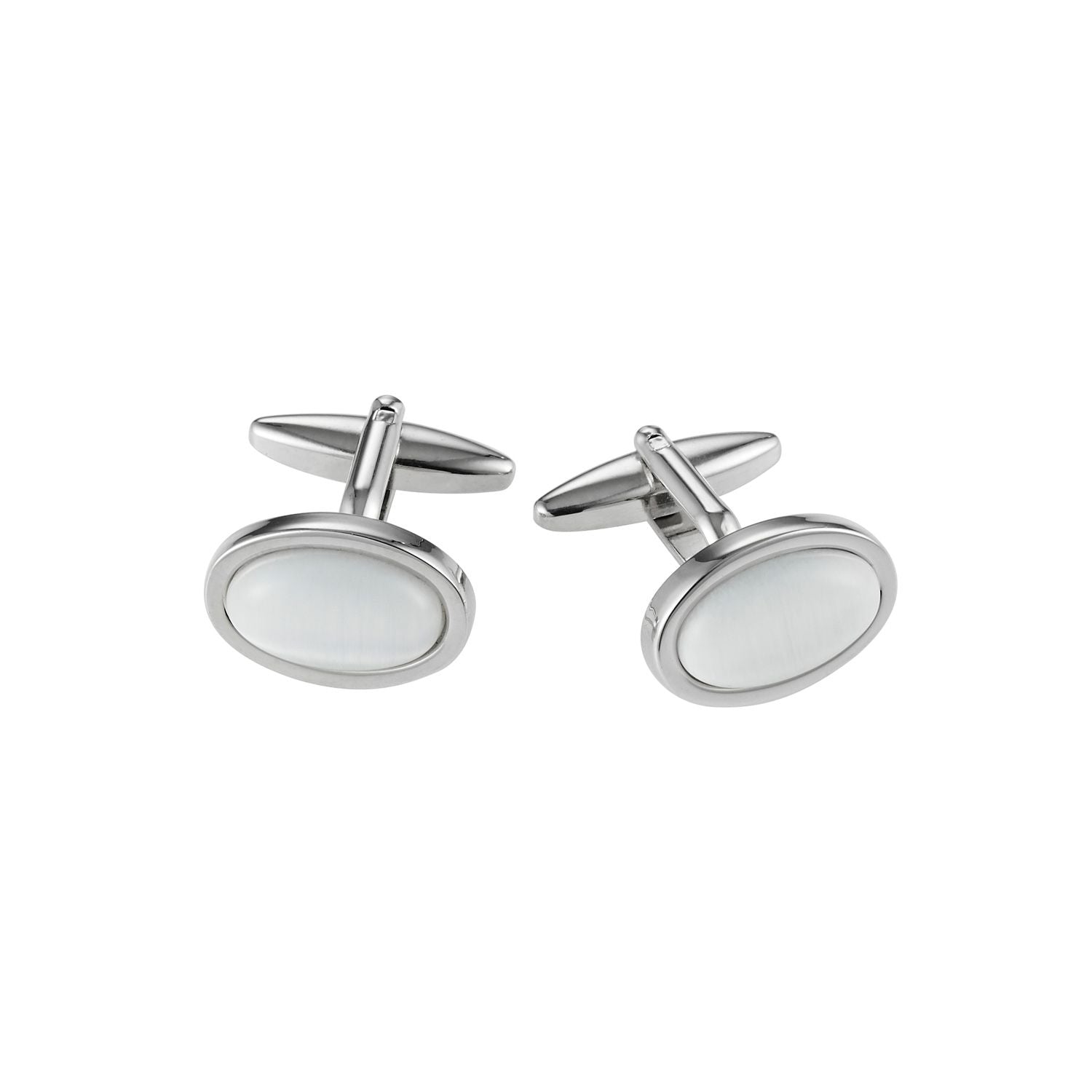 White Cat's Eye Oval Cufflinks