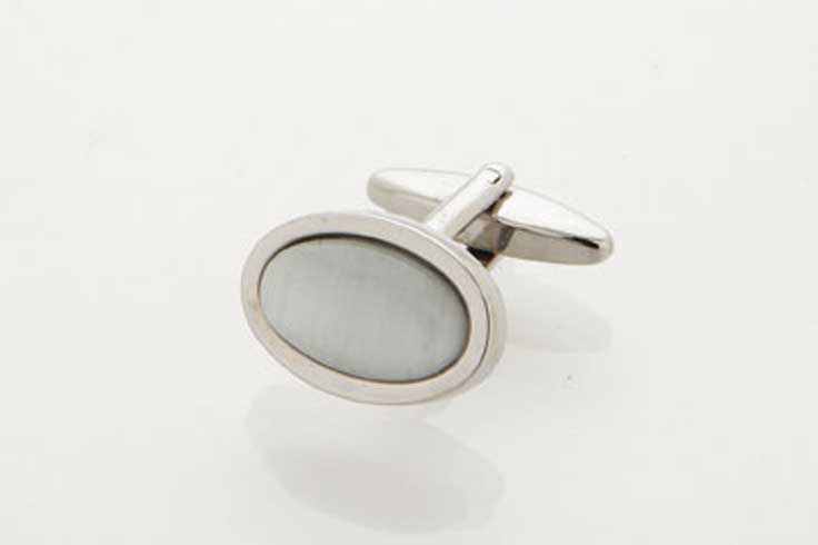 White Cat's Eye Oval Cufflinks