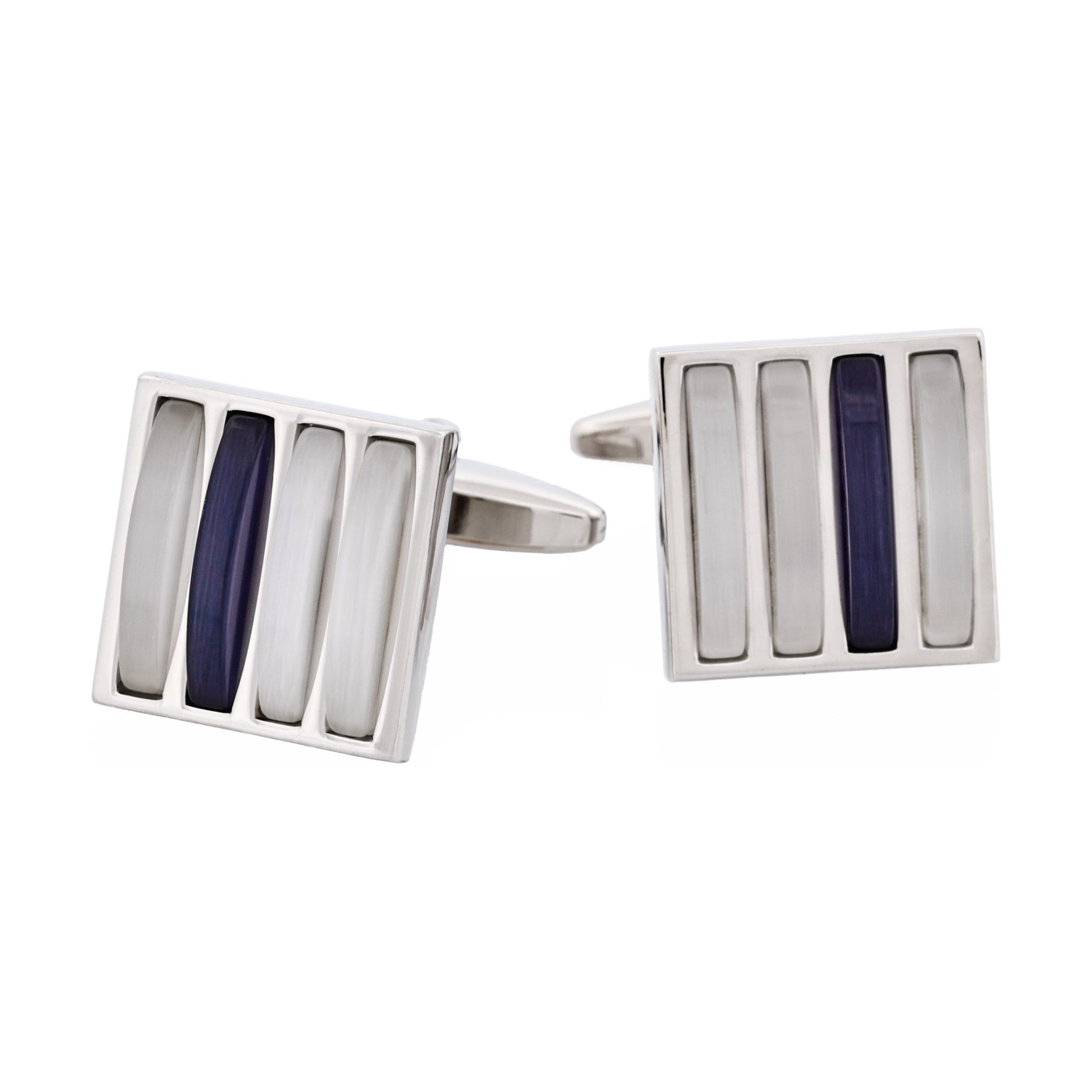 Black & White Striped Cat's Eye Cufflinks