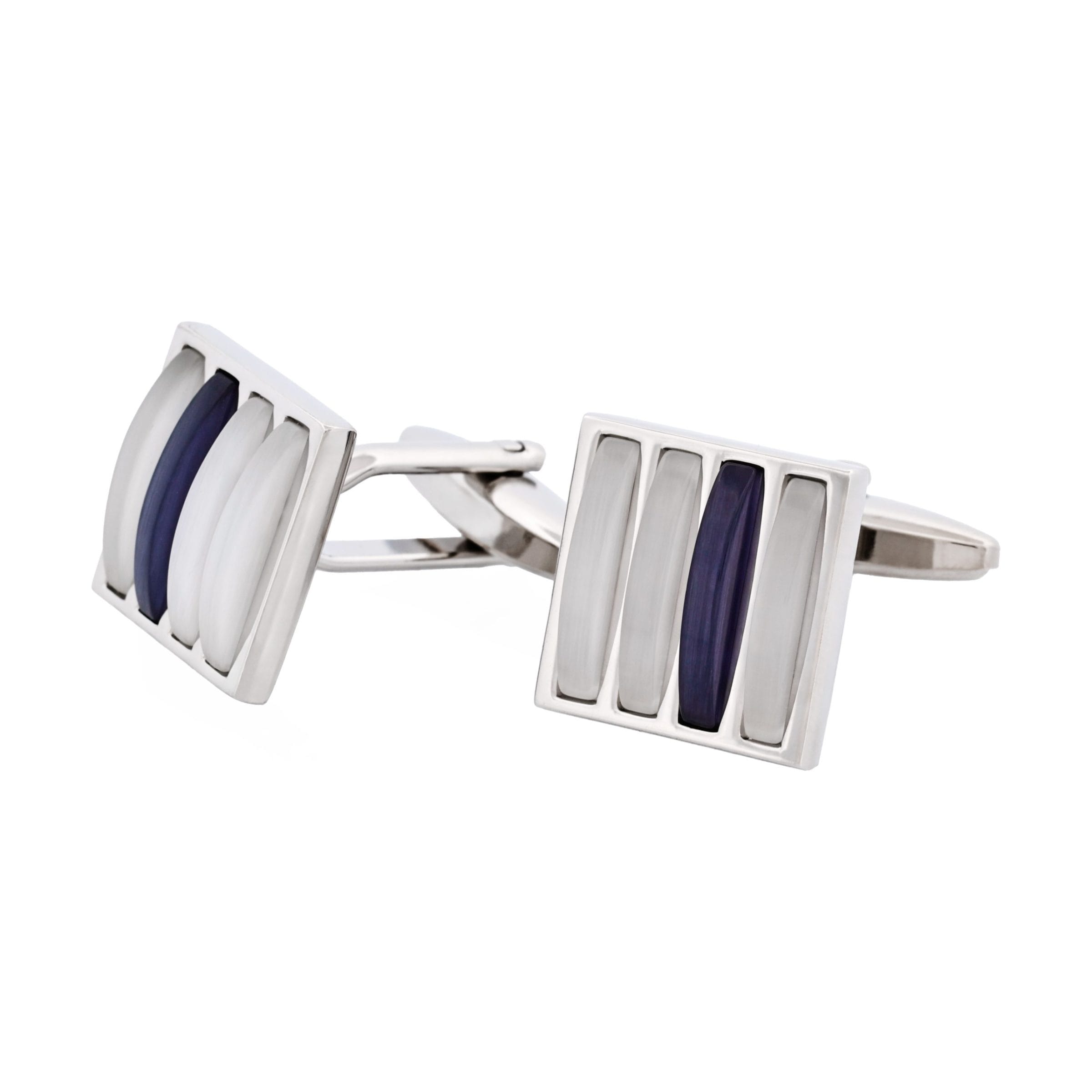 Black & White Striped Cat's Eye Cufflinks