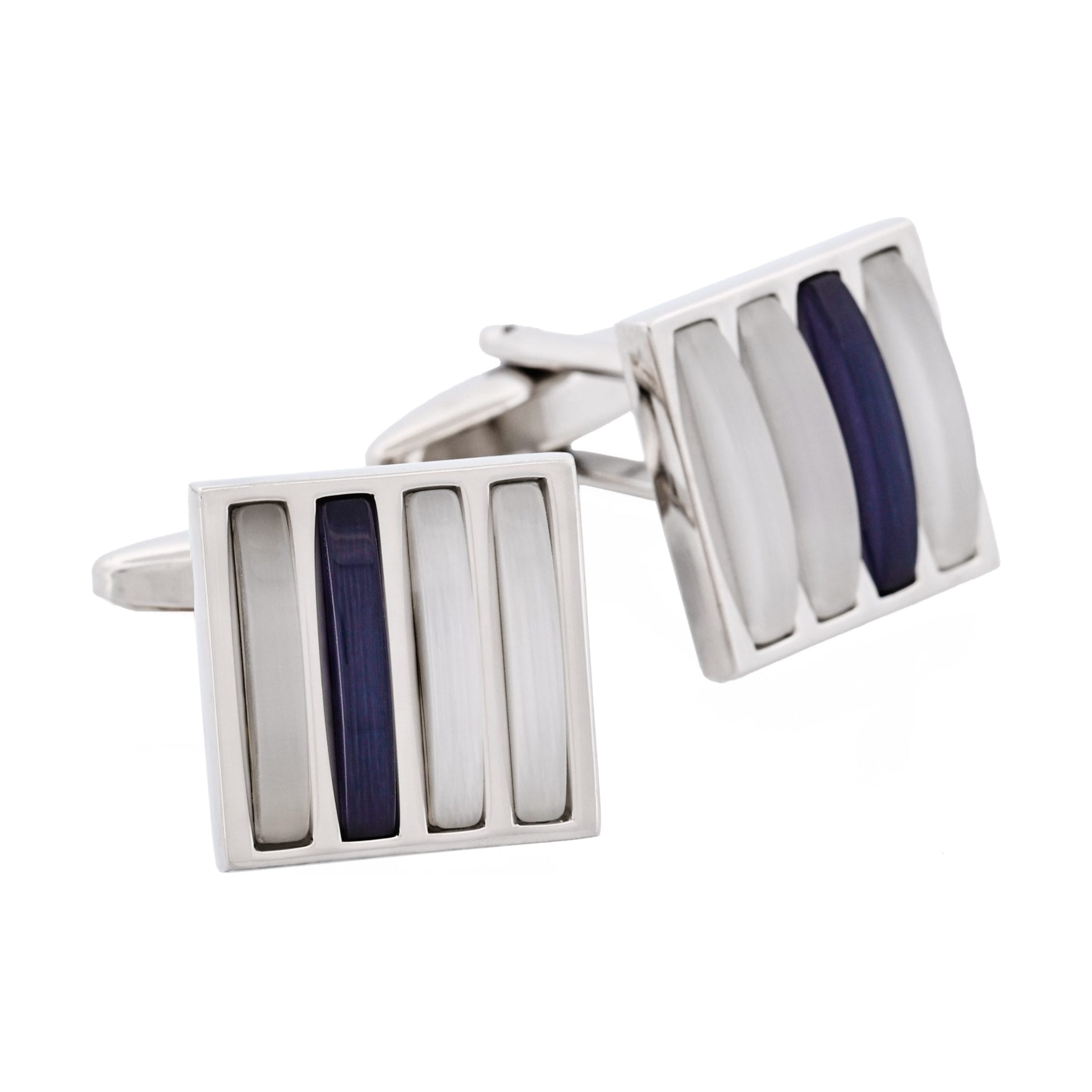 Black & White Striped Cat's Eye Cufflinks