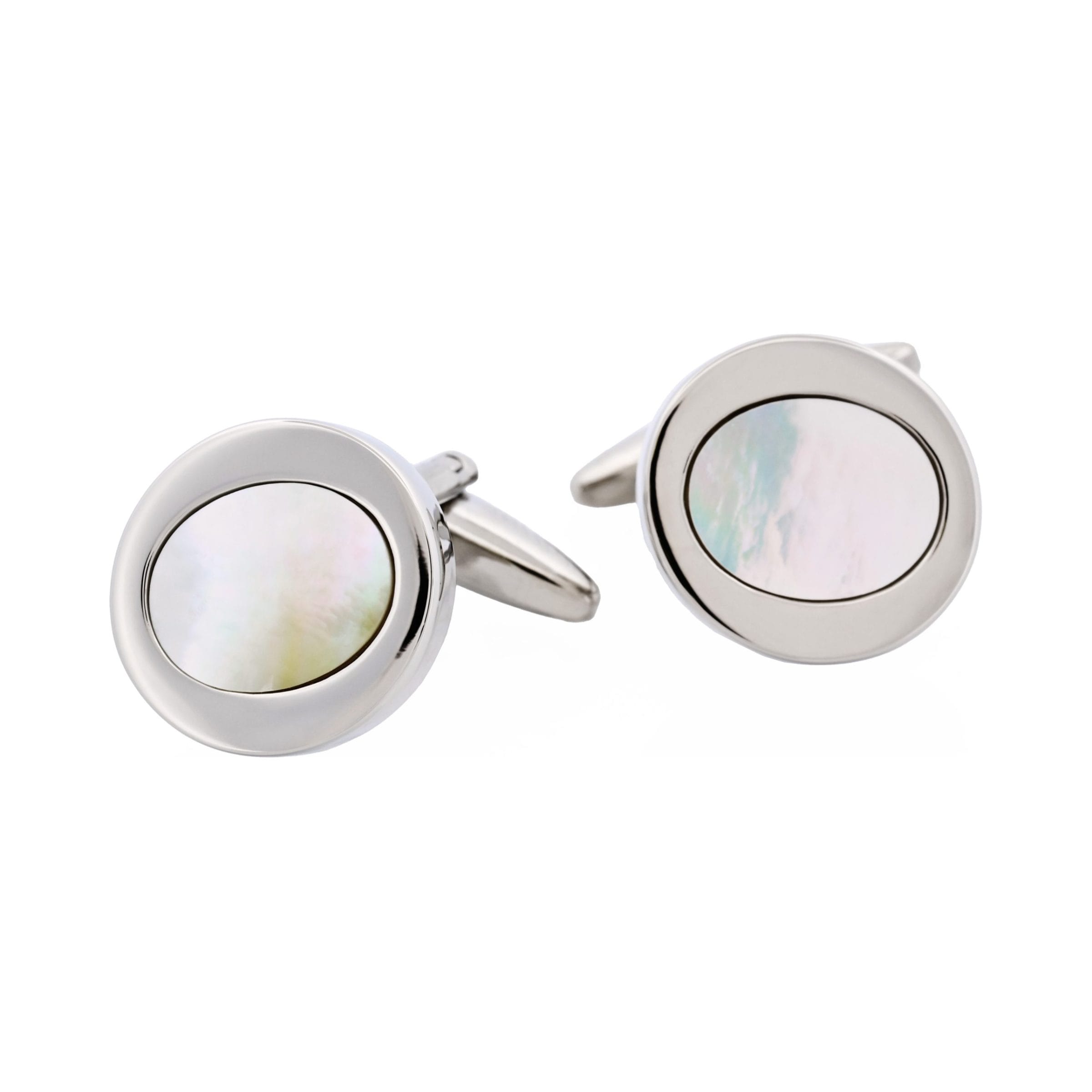 Rhodium & Mop Oval Cufflinks