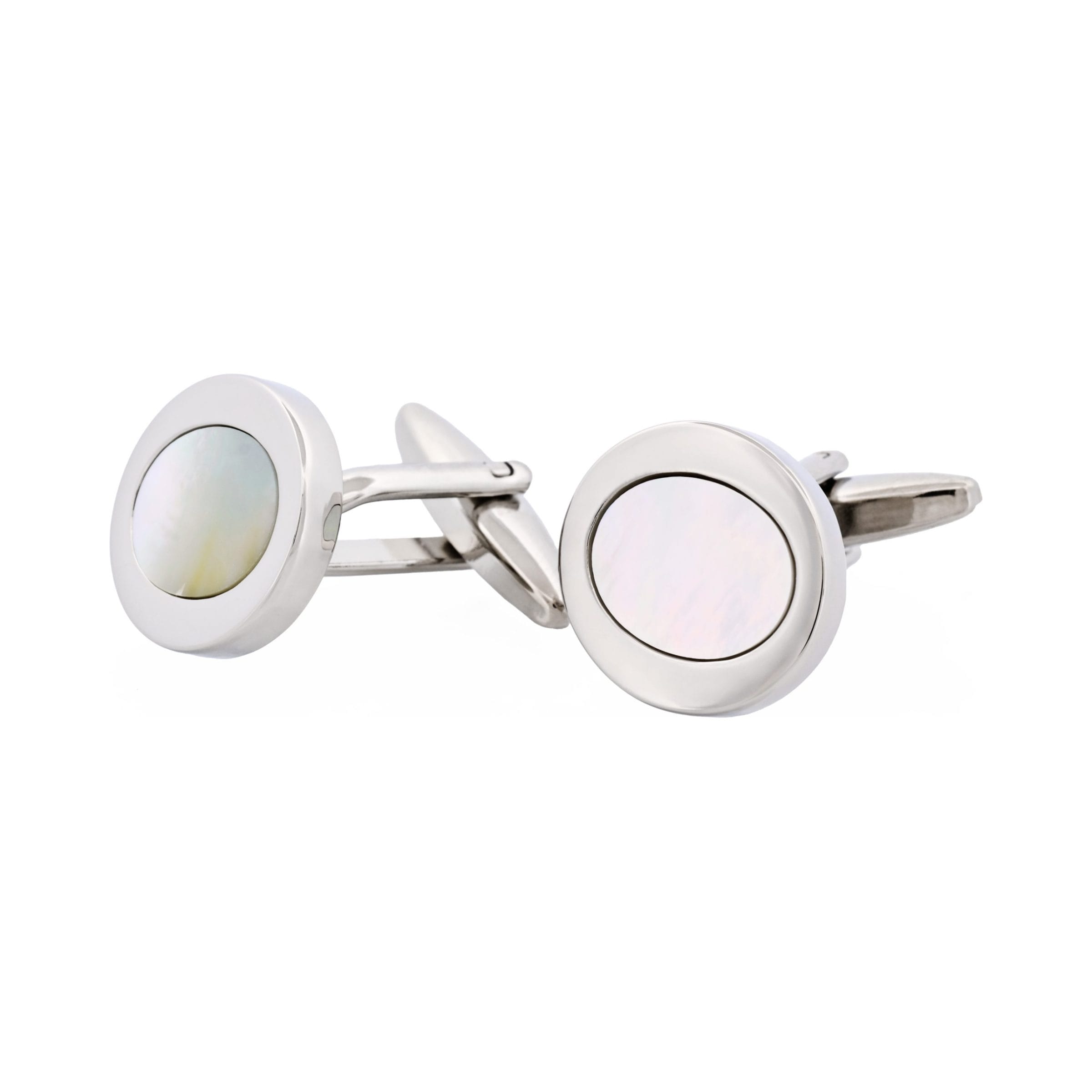 Rhodium & Mop Oval Cufflinks