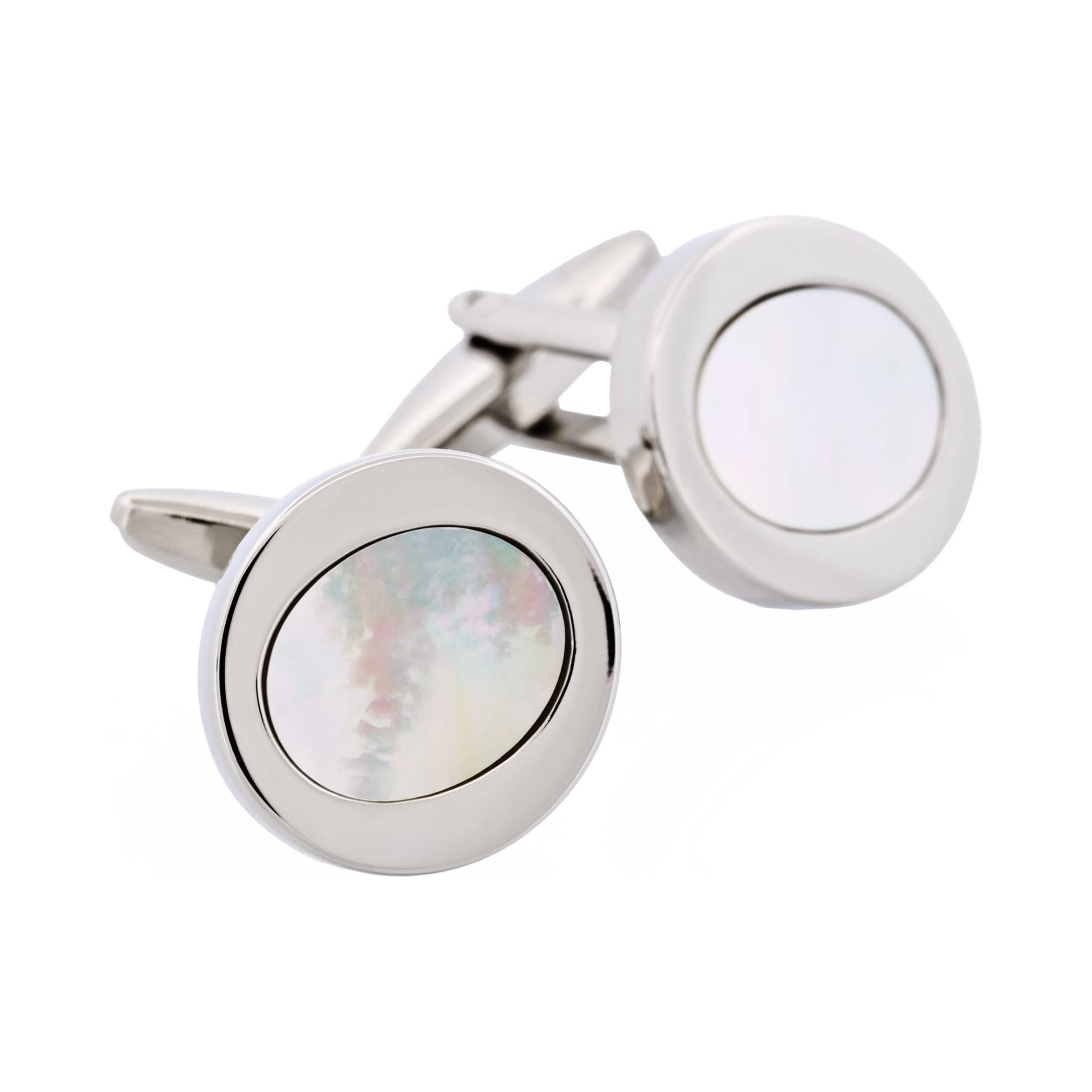 Rhodium & Mop Oval Cufflinks