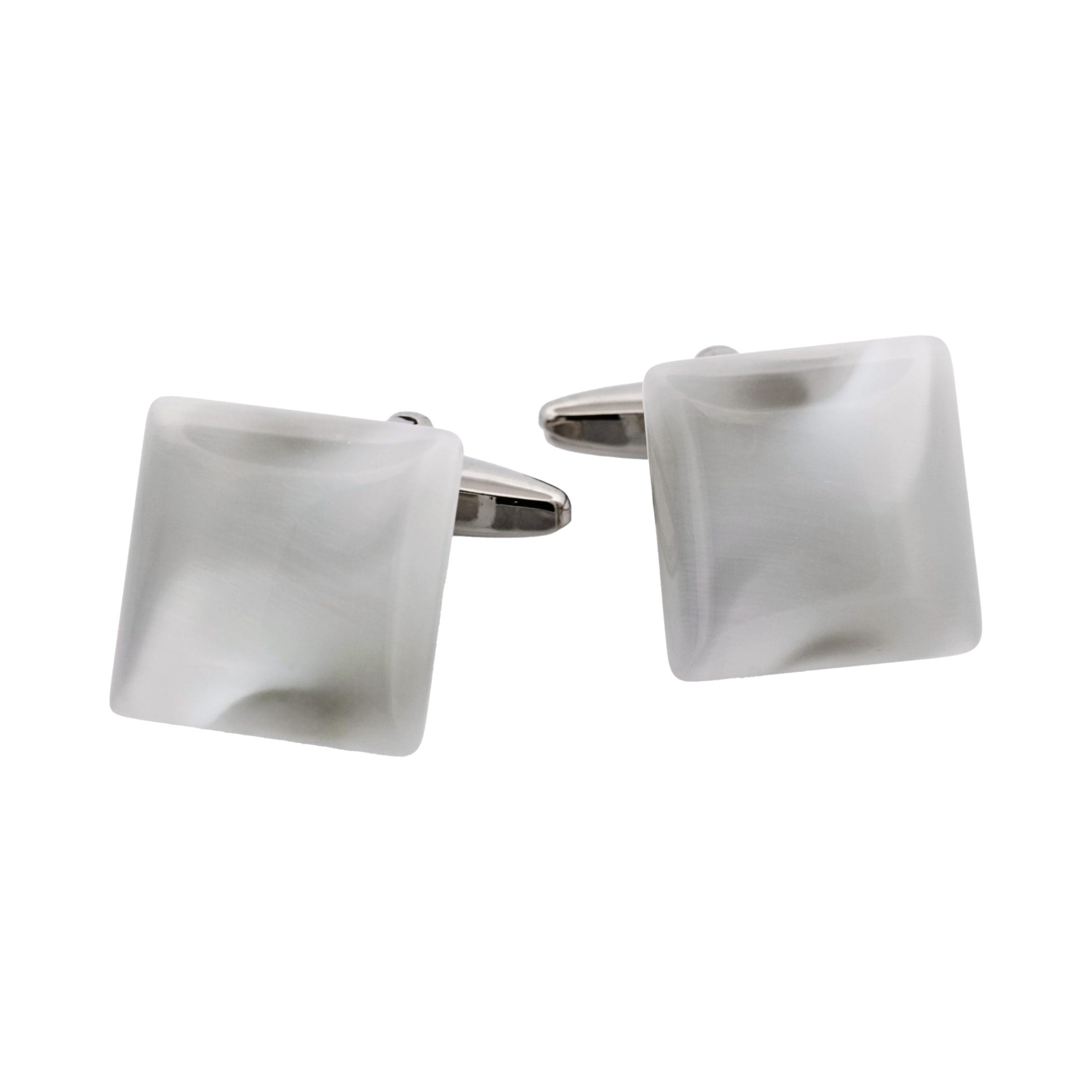 White Square Cat's Eye Cufflinks