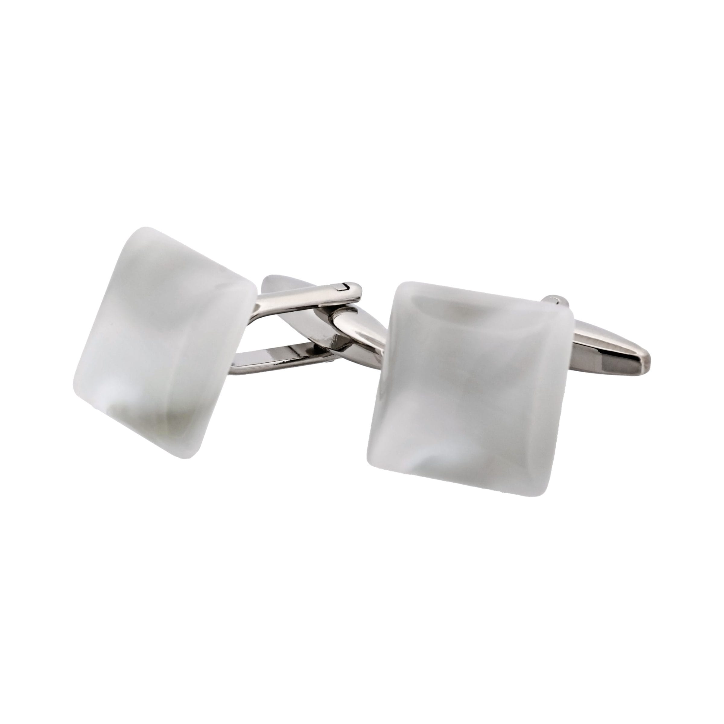 White Square Cat's Eye Cufflinks