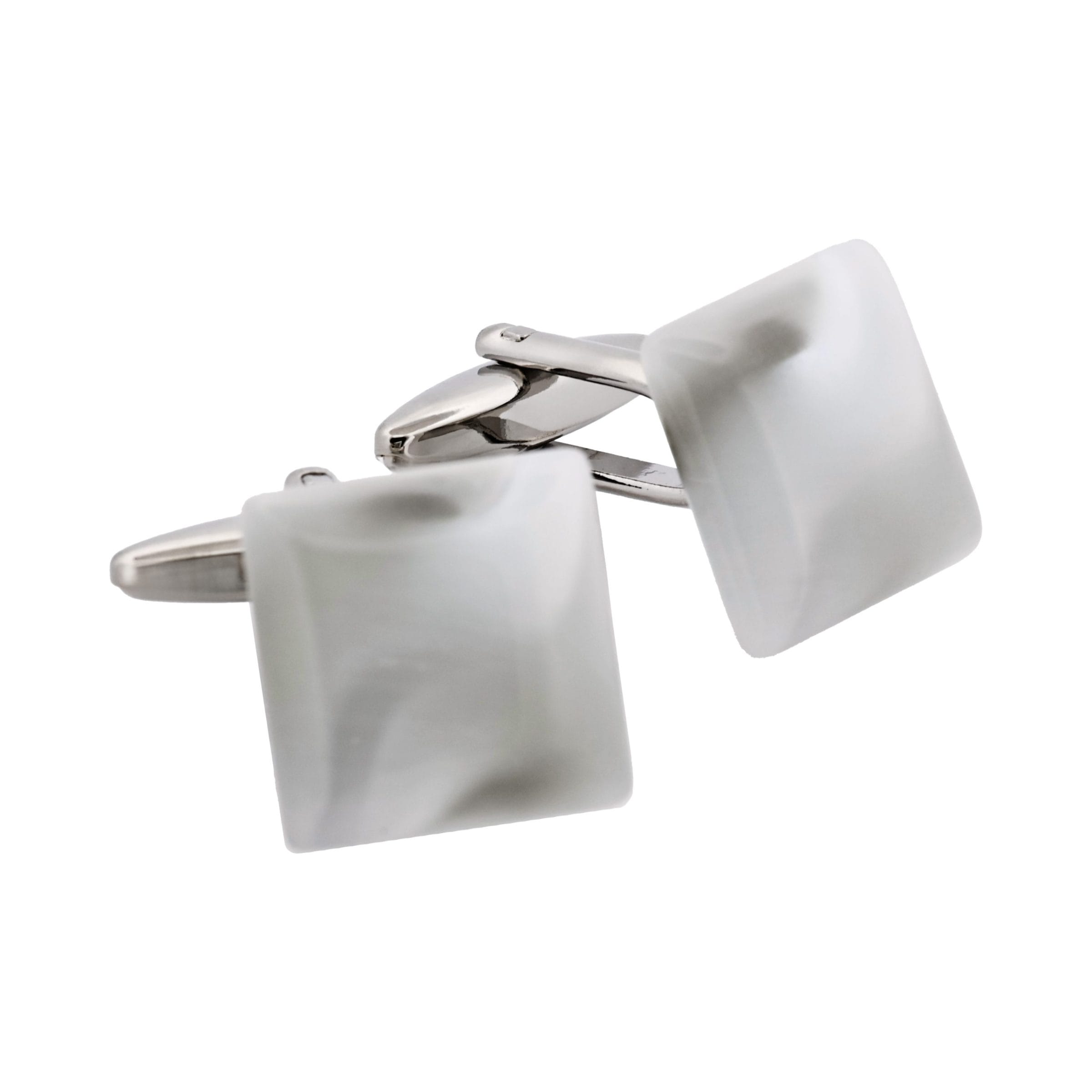 White Square Cat's Eye Cufflinks