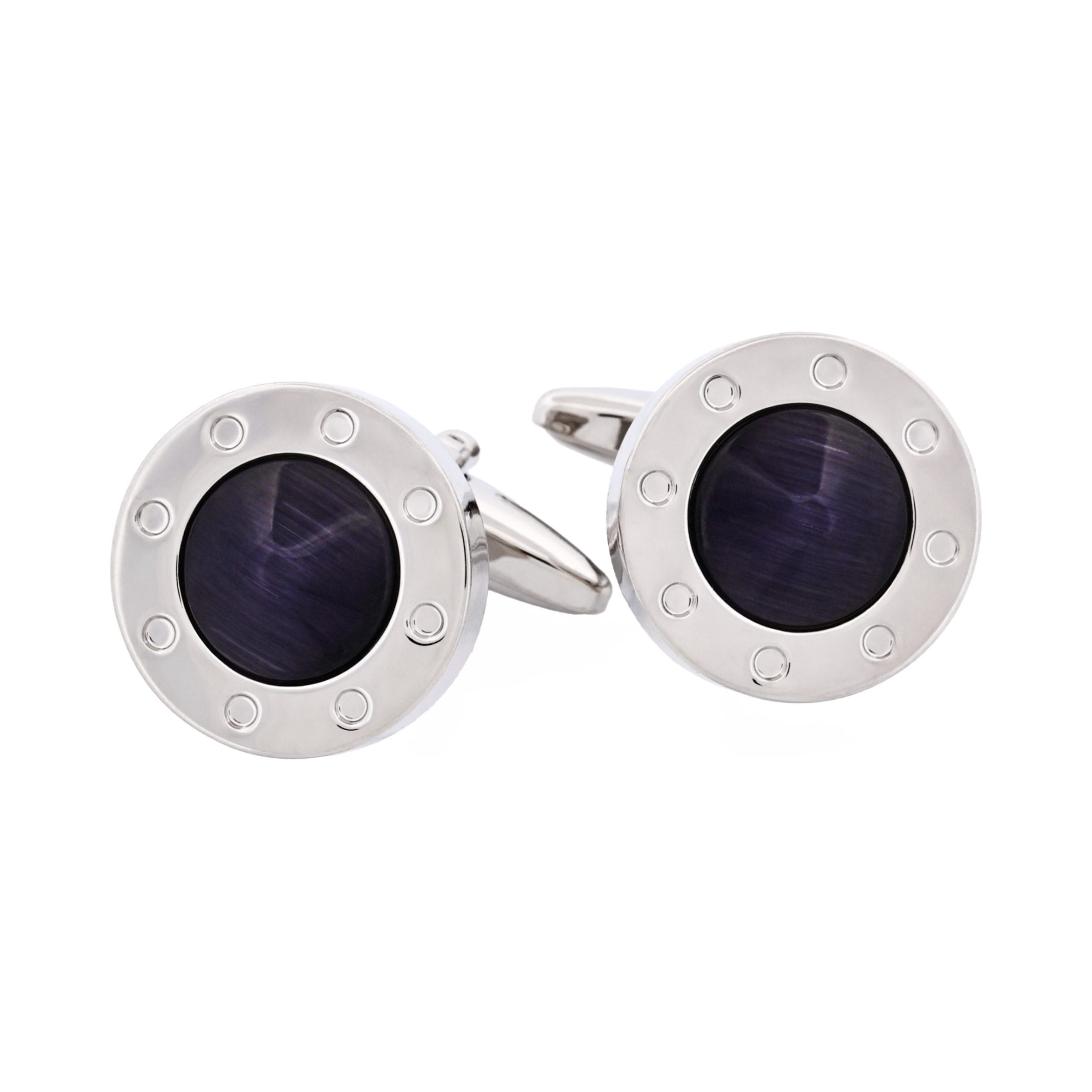 Black Round Cat's Eye Cufflinks