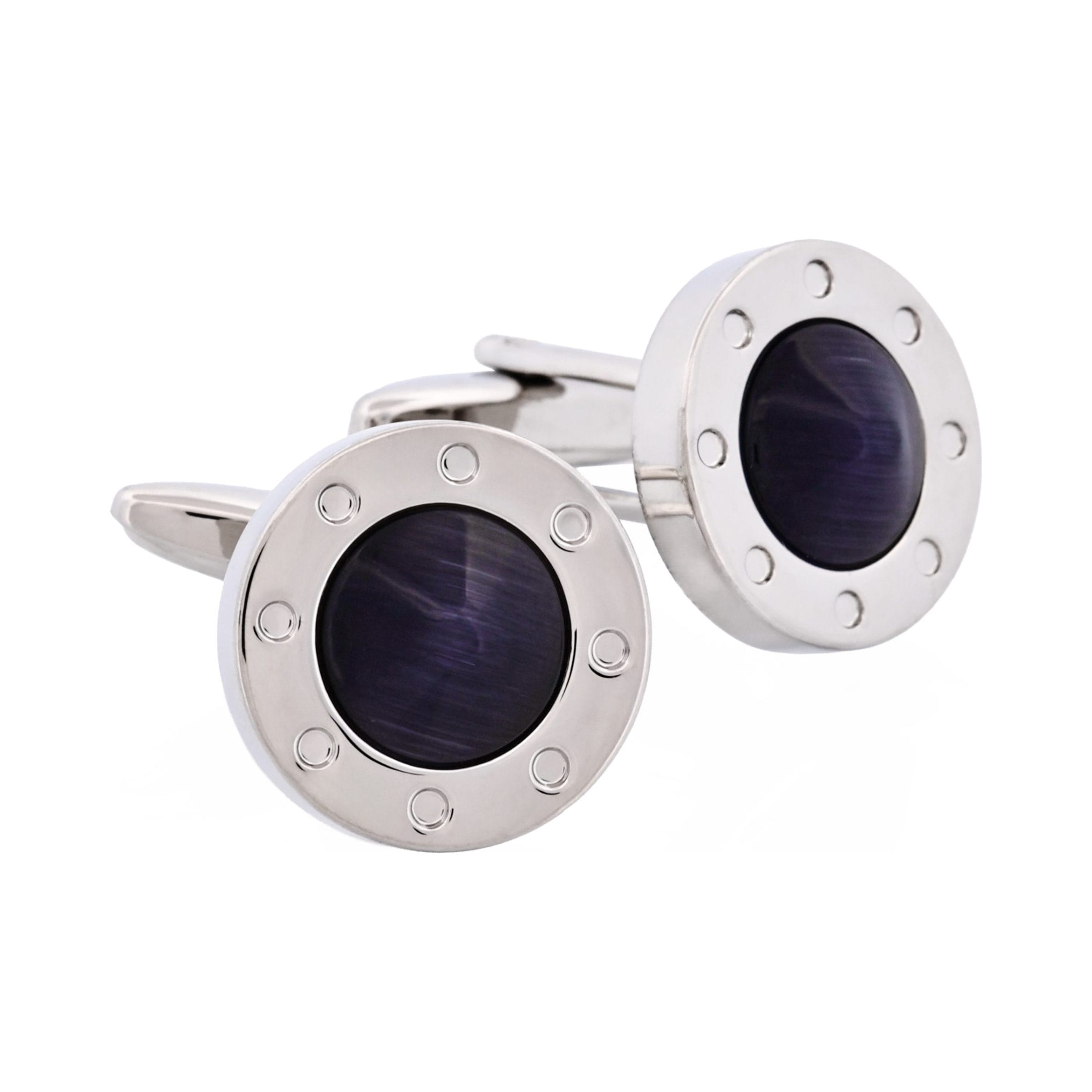 Black Round Cat's Eye Cufflinks