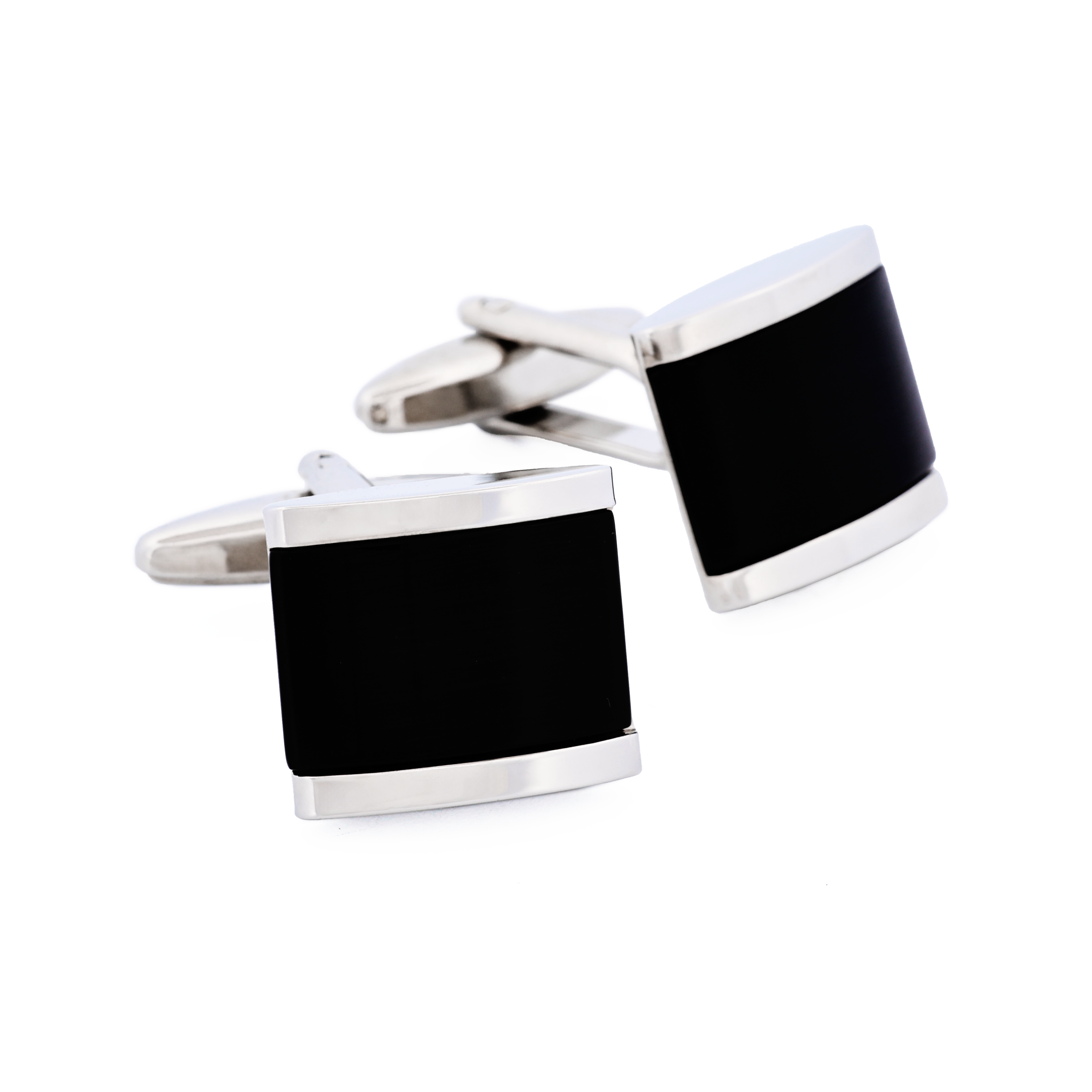 Rhodium/Black cat's eye Cufflinks