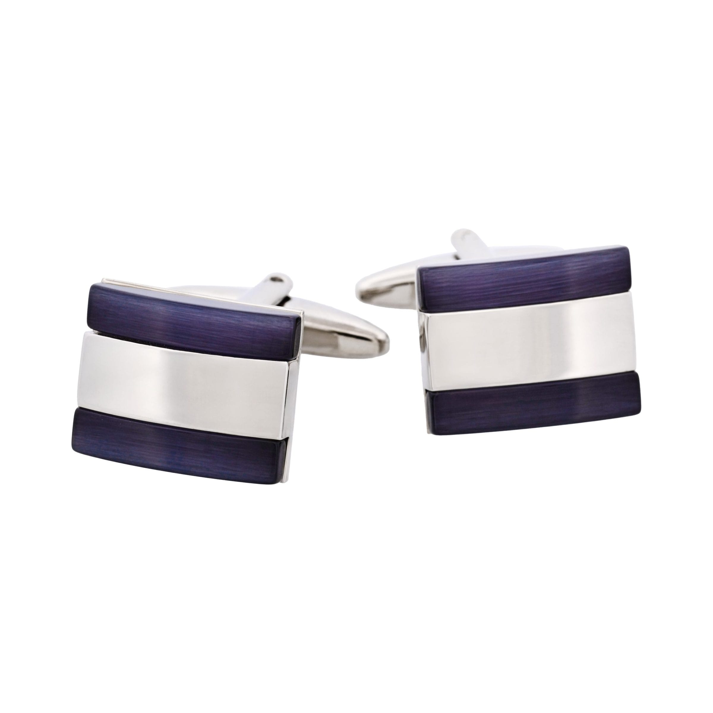 Rhodium & Black Cat's Eye Cufflinks