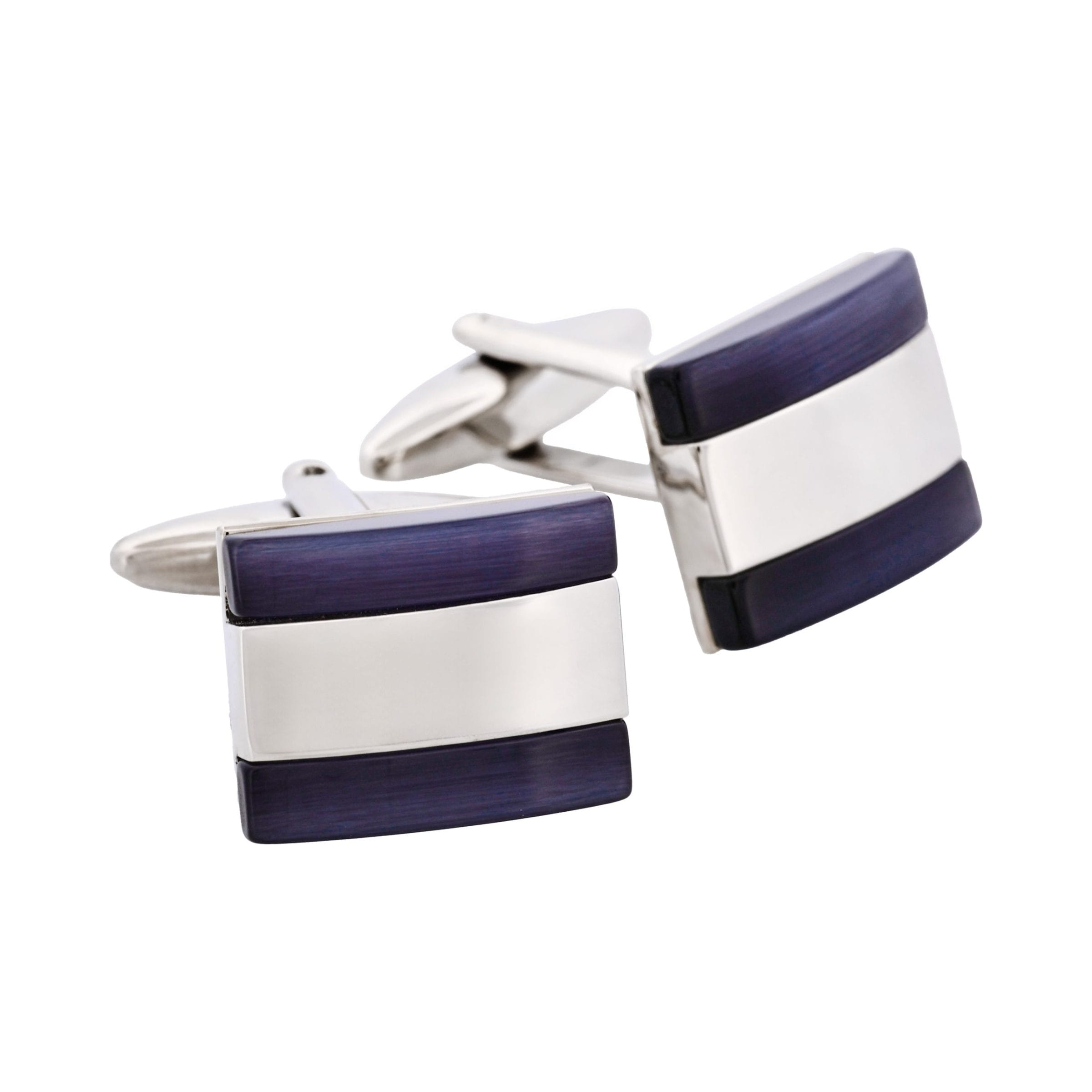 Rhodium & Black Cat's Eye Cufflinks