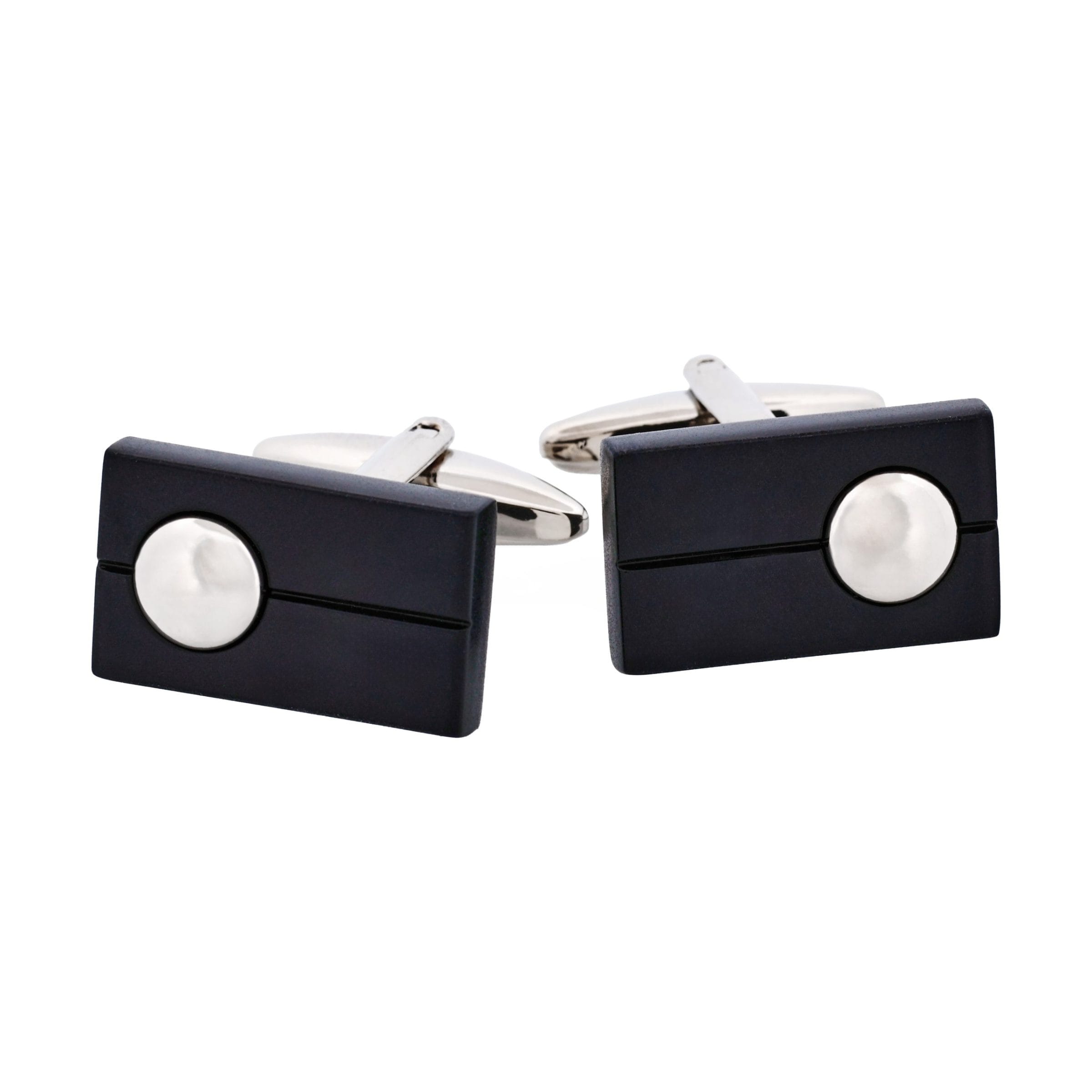 Black & Rhodium Rectangle Cufflinks