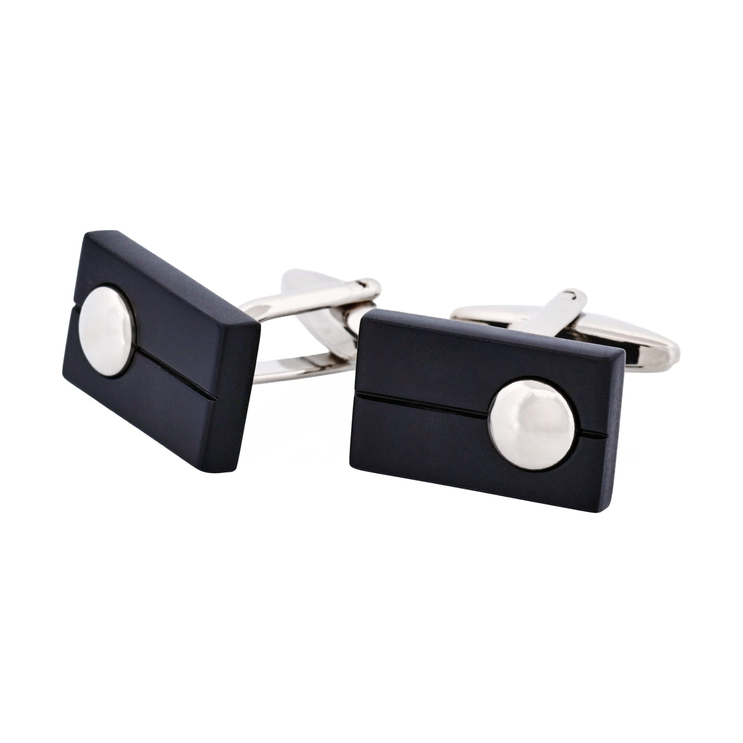 Black & Rhodium Rectangle Cufflinks