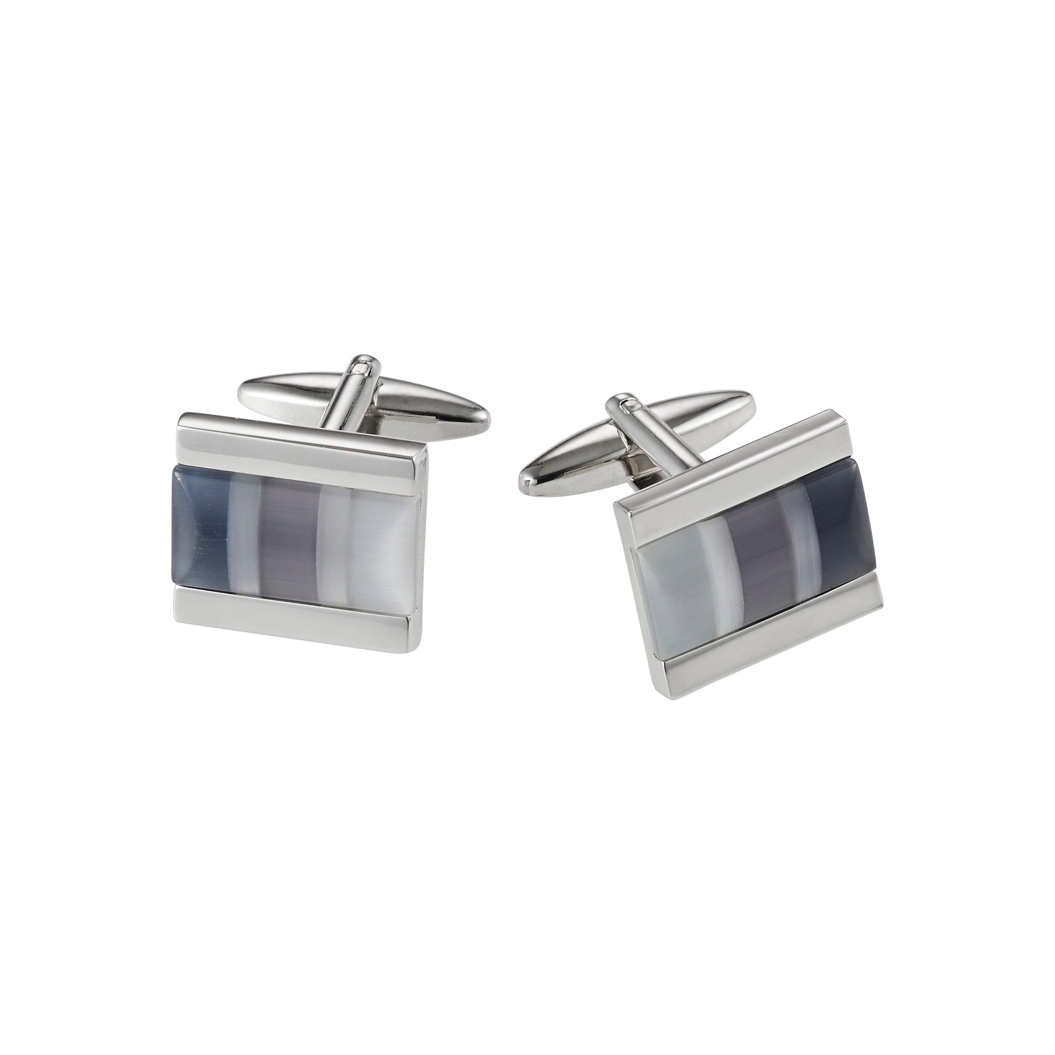 Multi Grey Cat's Eye Striped Cufflinks