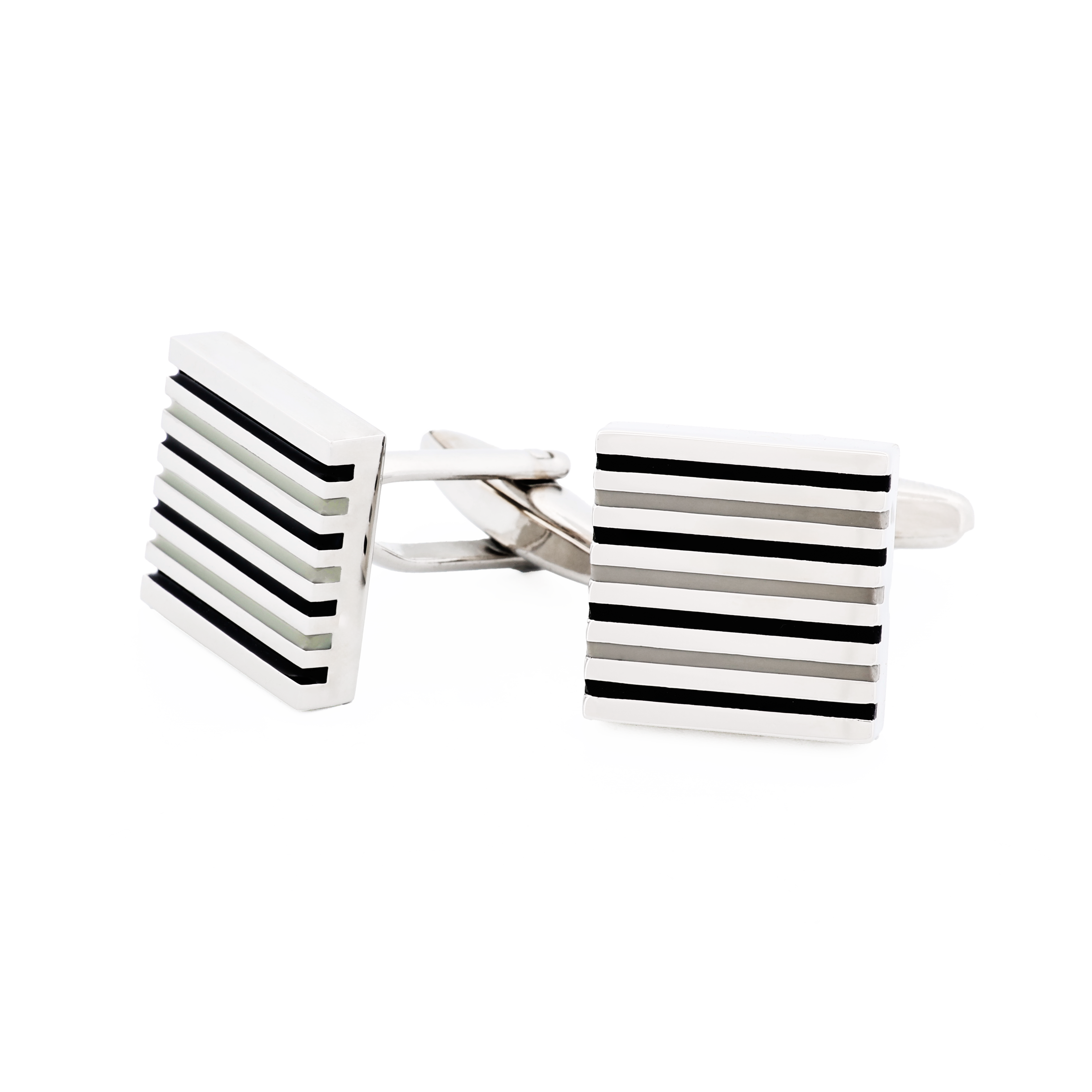 Black White Striped Cufflinks