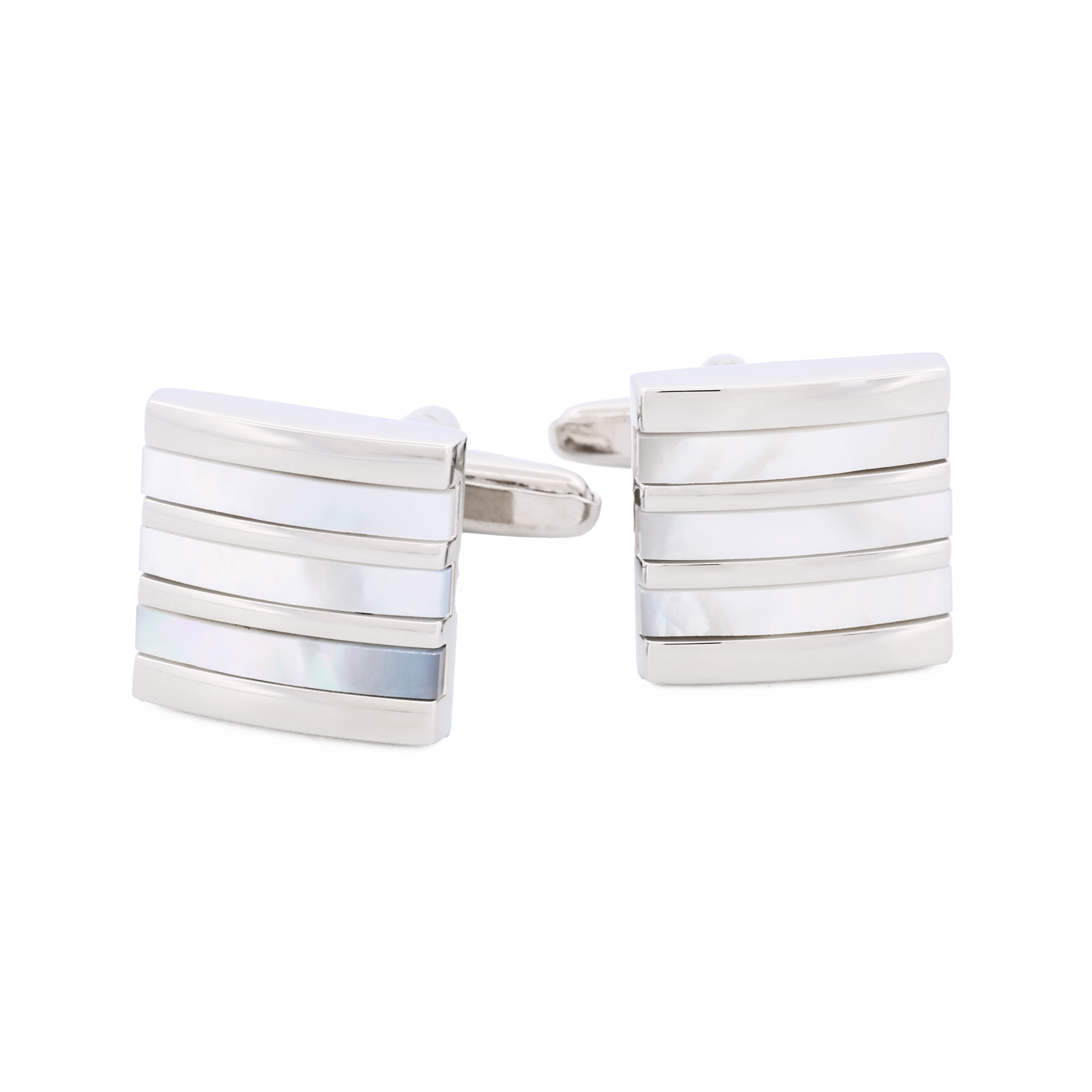 Rhodium/Mother Of Pearl Cufflinks