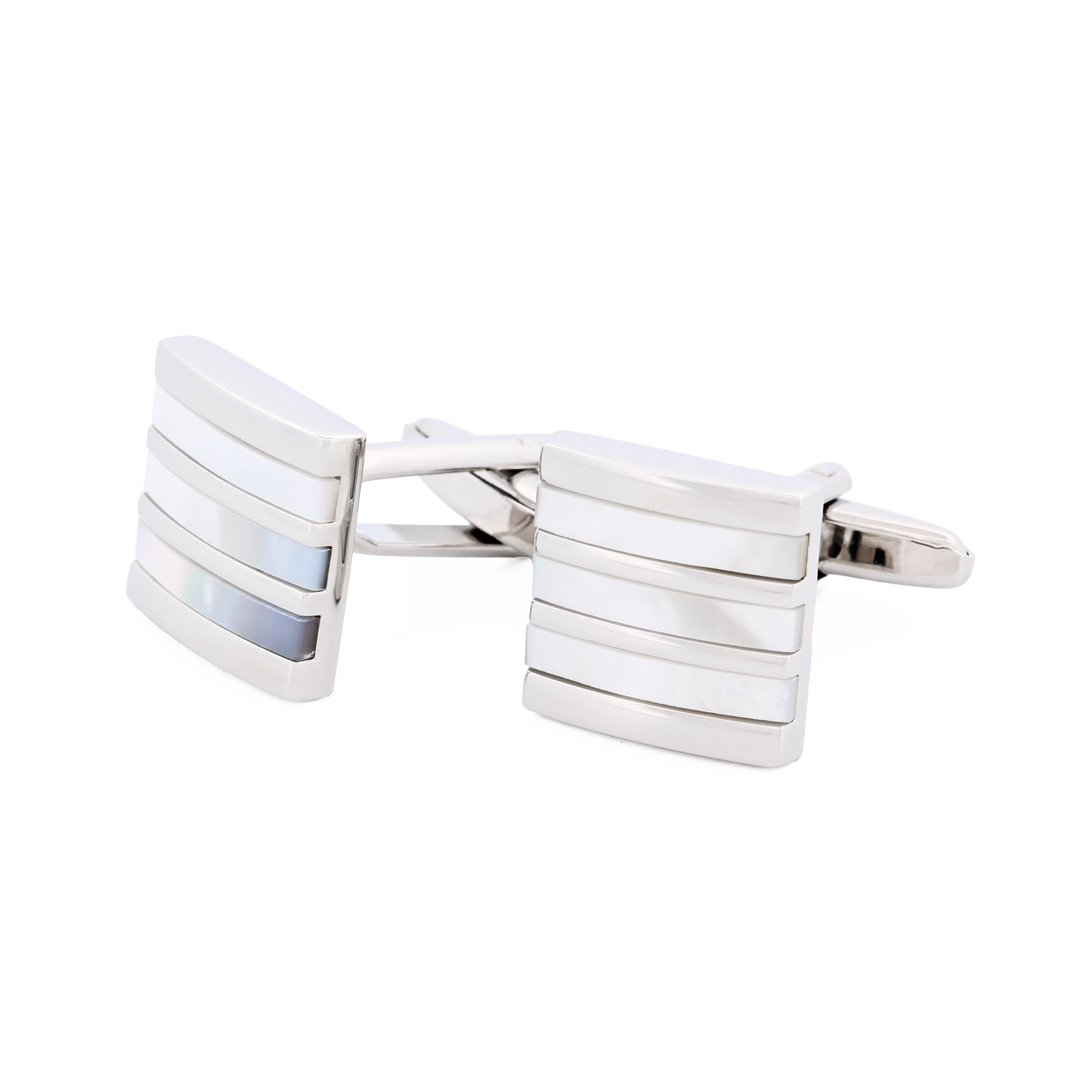 Rhodium/Mother Of Pearl Cufflinks