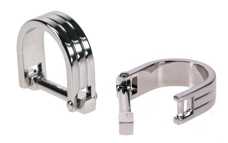 Rhodium Plated Striped Wraparound Cufflinks