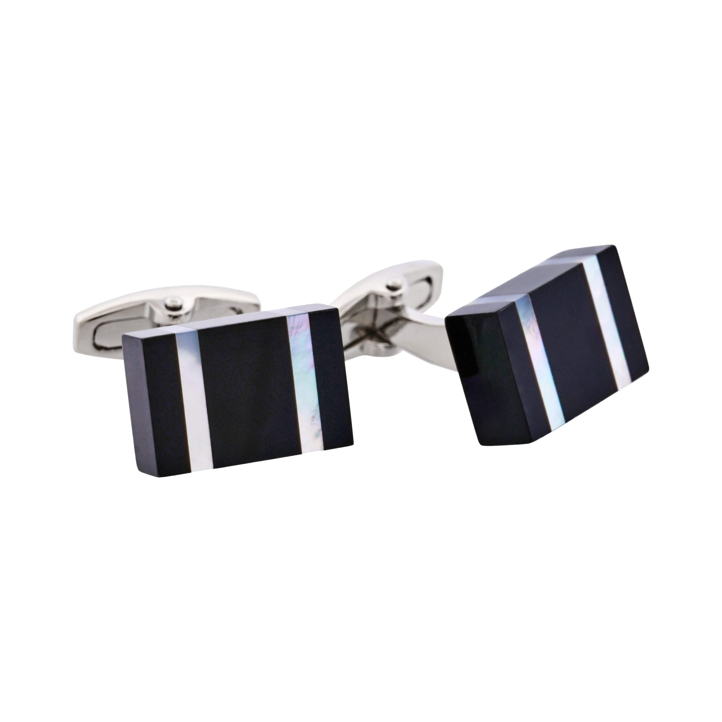 Onyx with Mother Of Peal Striped Cufflinks