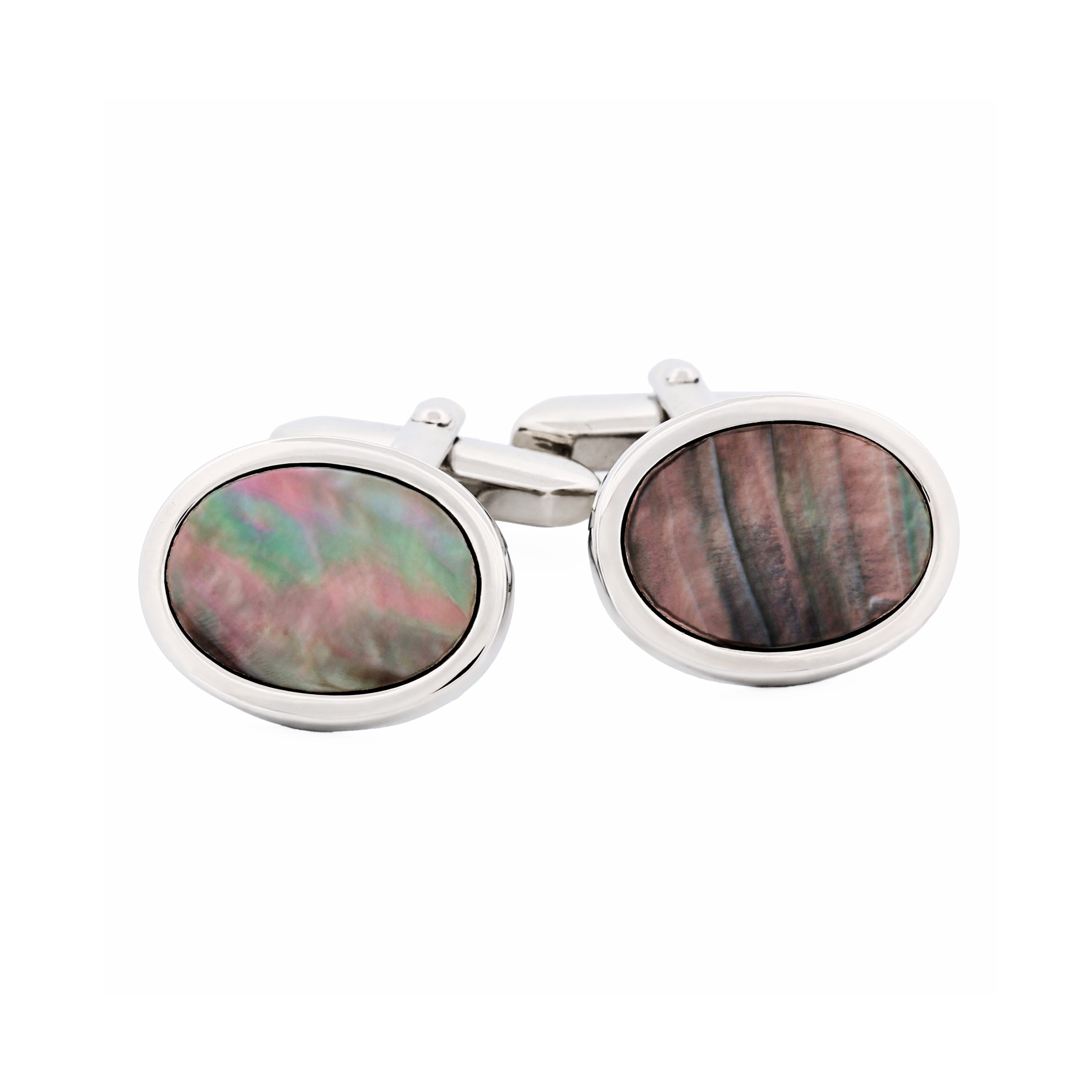 Rhodium Grey Mother Of Pearl Cufflinks