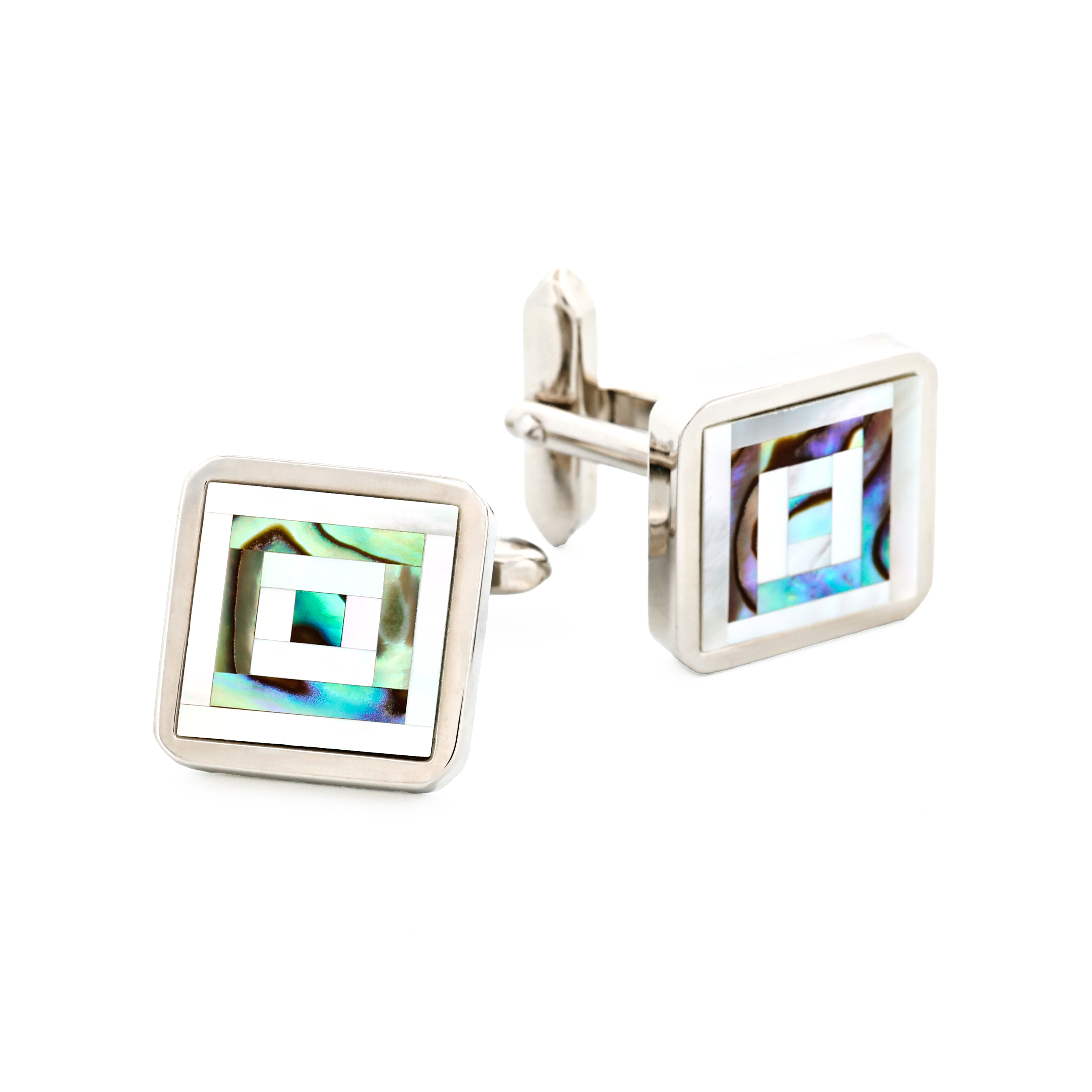Abalone Mother Of Pearl Plated Cufflinks