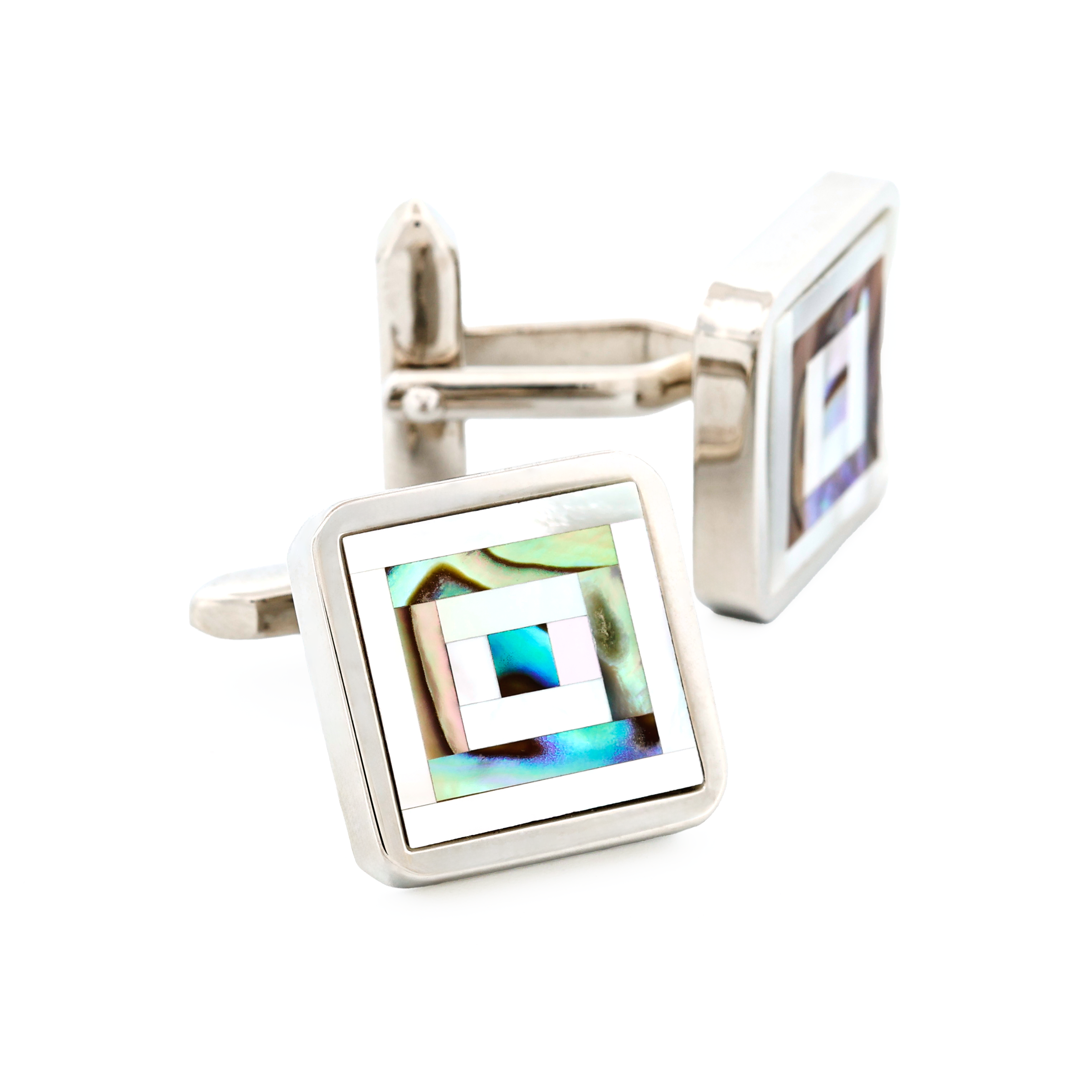 Abalone Mother Of Pearl Plated Cufflinks