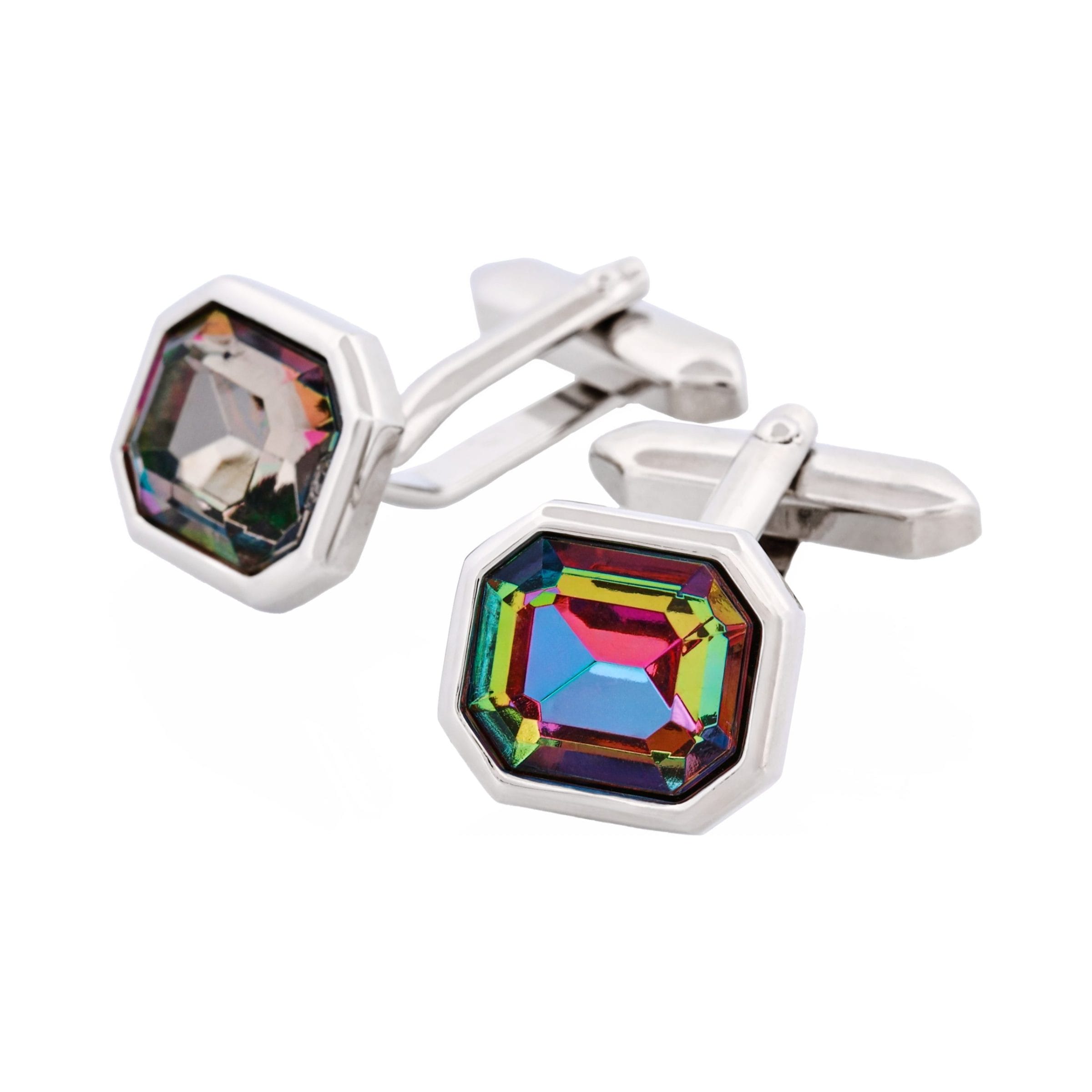 Multi Coloured Austrian Cut Crystal Cufflinks