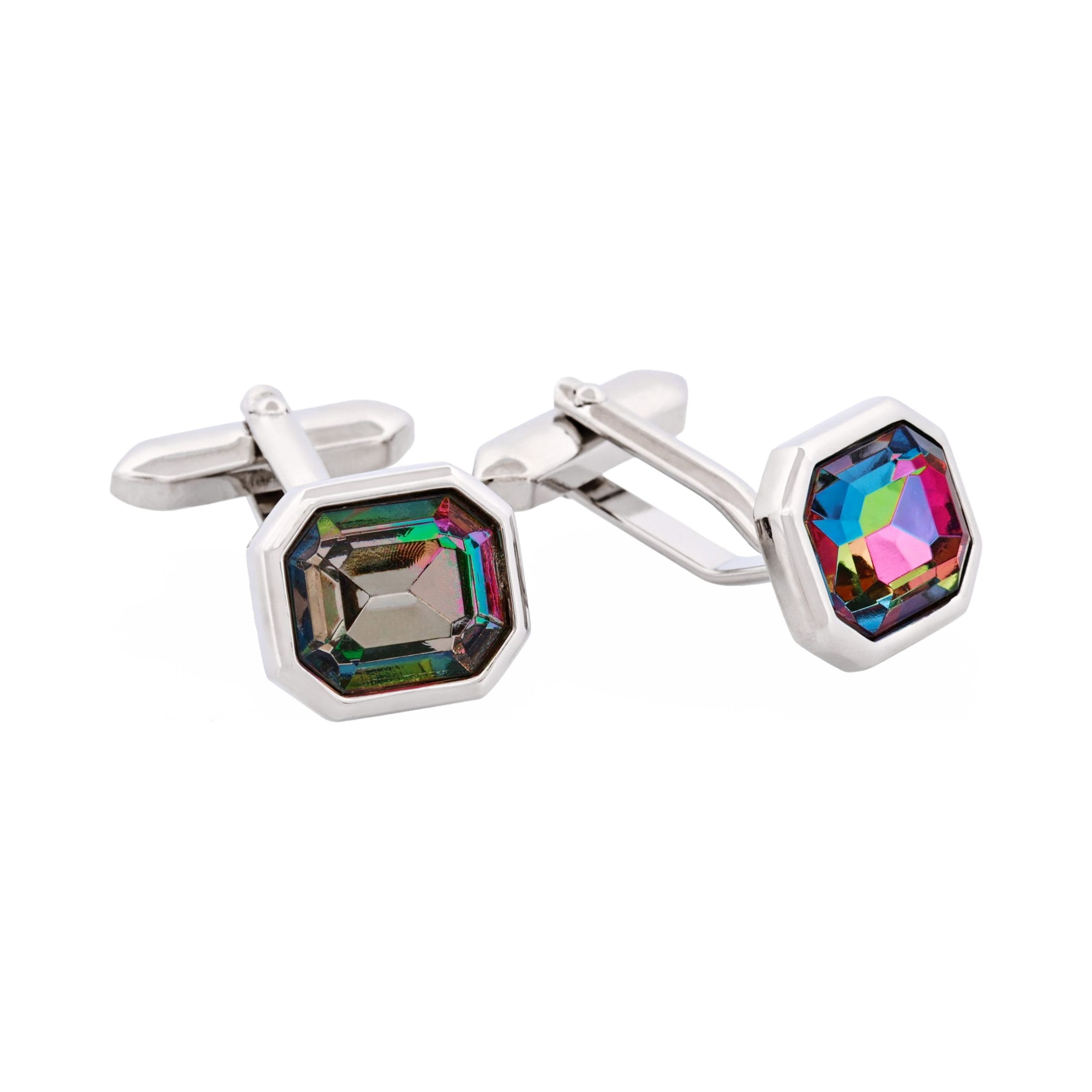 Multi Coloured Austrian Cut Crystal Cufflinks