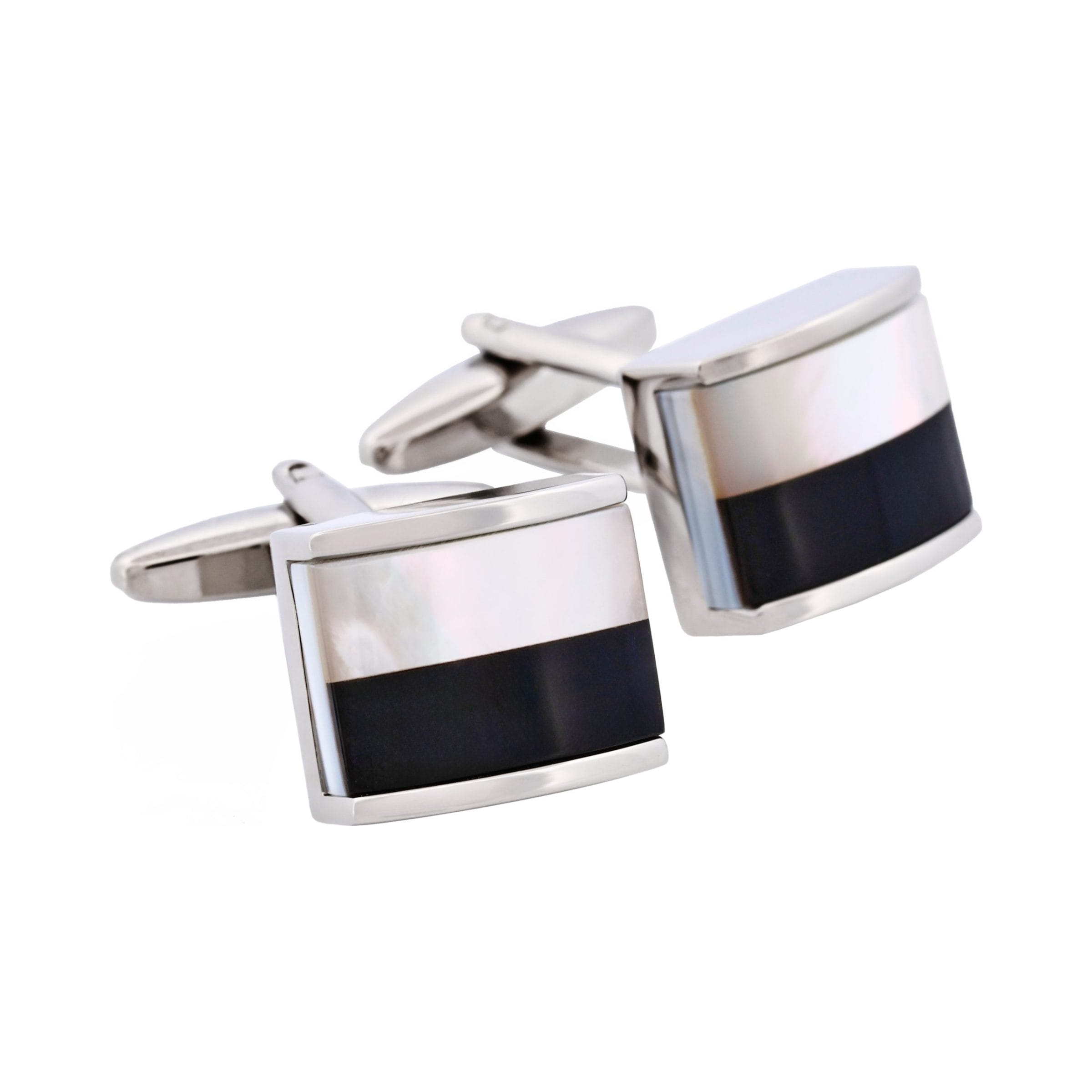 Mop & Onyx Rhodium Plated Cufflinks