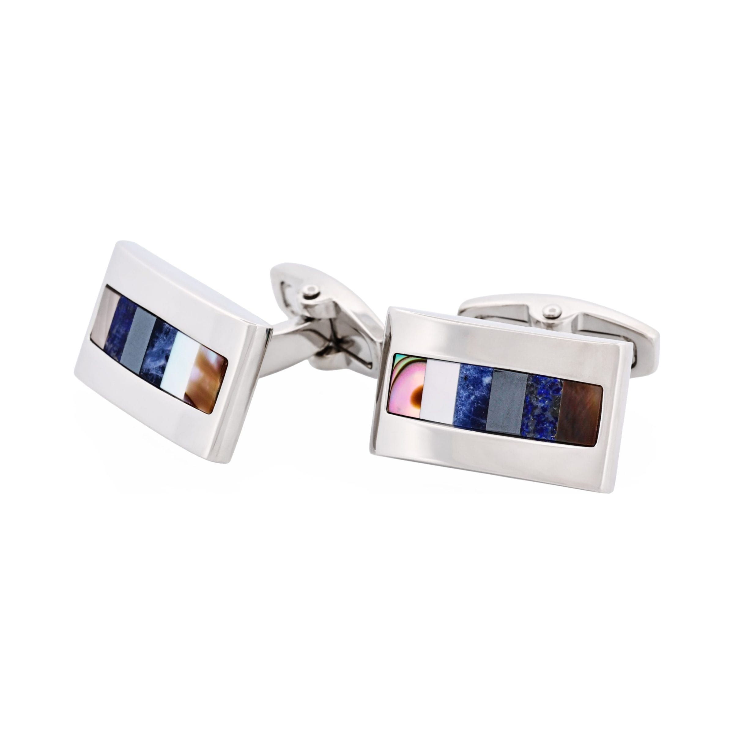 Grey Mother Of Pearl & Lapis Lazuli & Hematite & Solidate & Mop Cufflinks